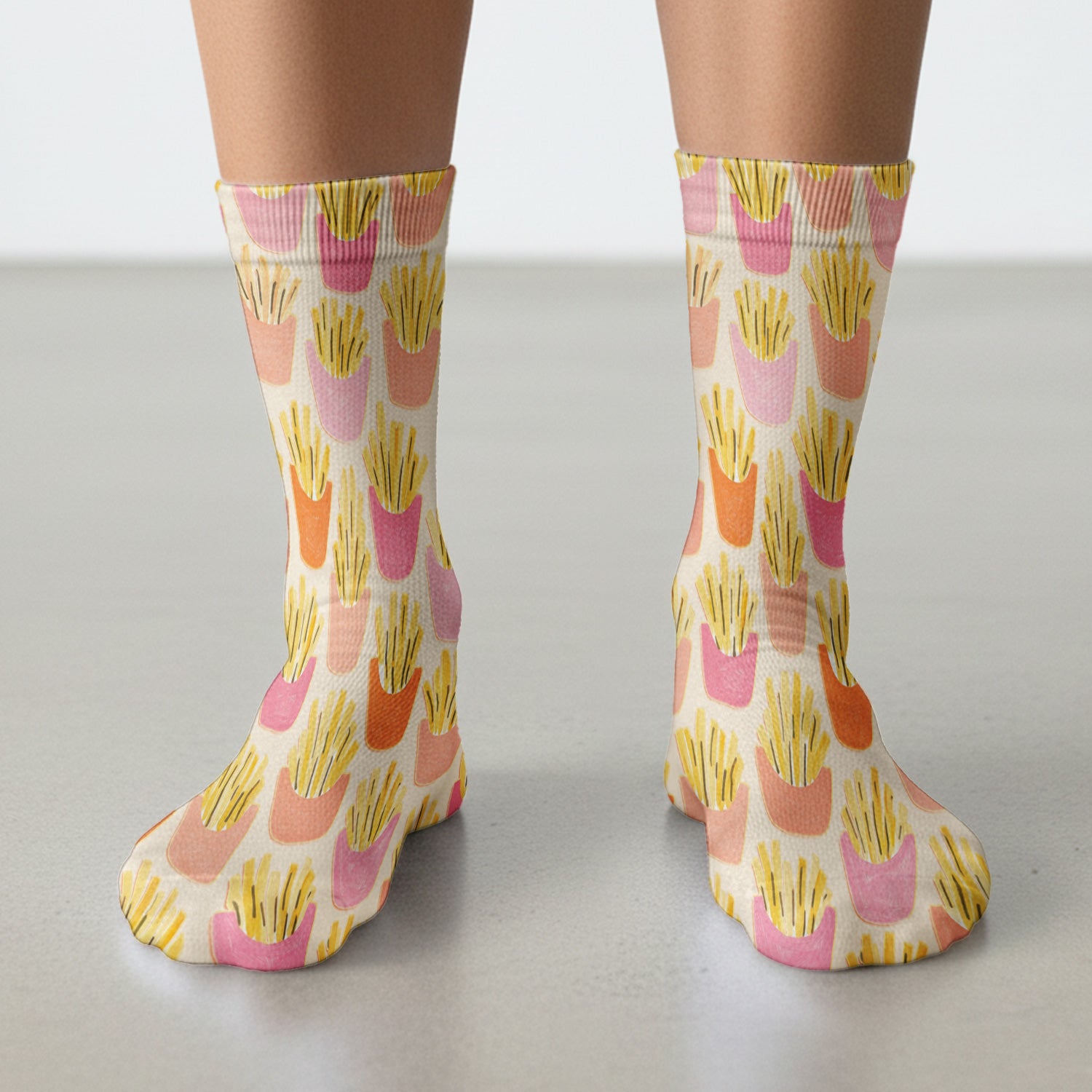 Funny French Fries Snack Food Pattern Socks, Breathable Fabrics Medical Uniform