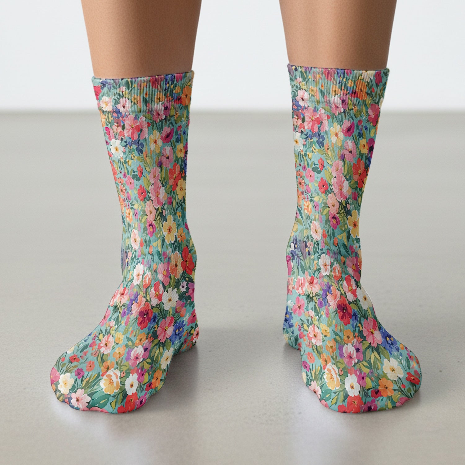 Colorful Wildflower Garden Bloom Socks, Adult Socks for Men and Women