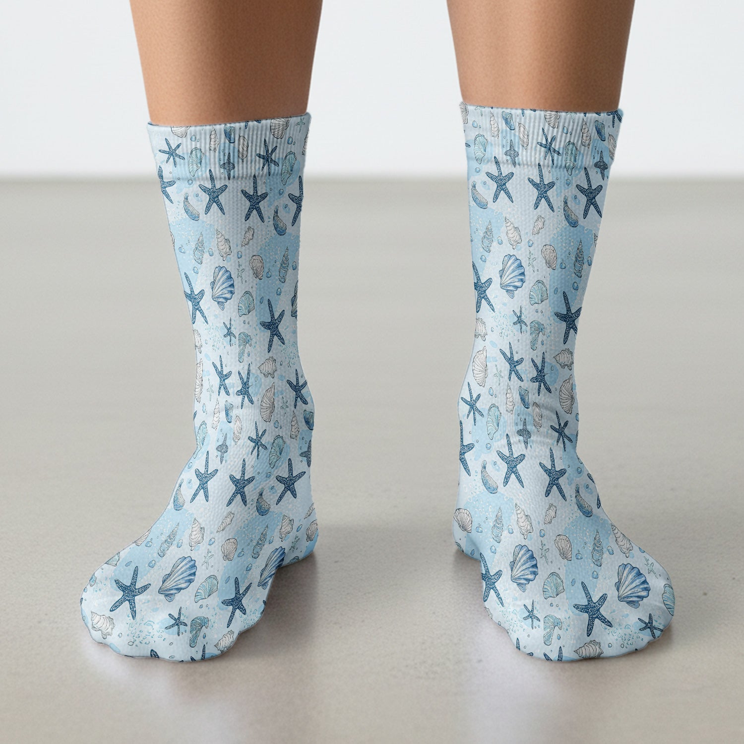 Ocean Shell And Starfish Print Socks, Socks for Nurse Doctor