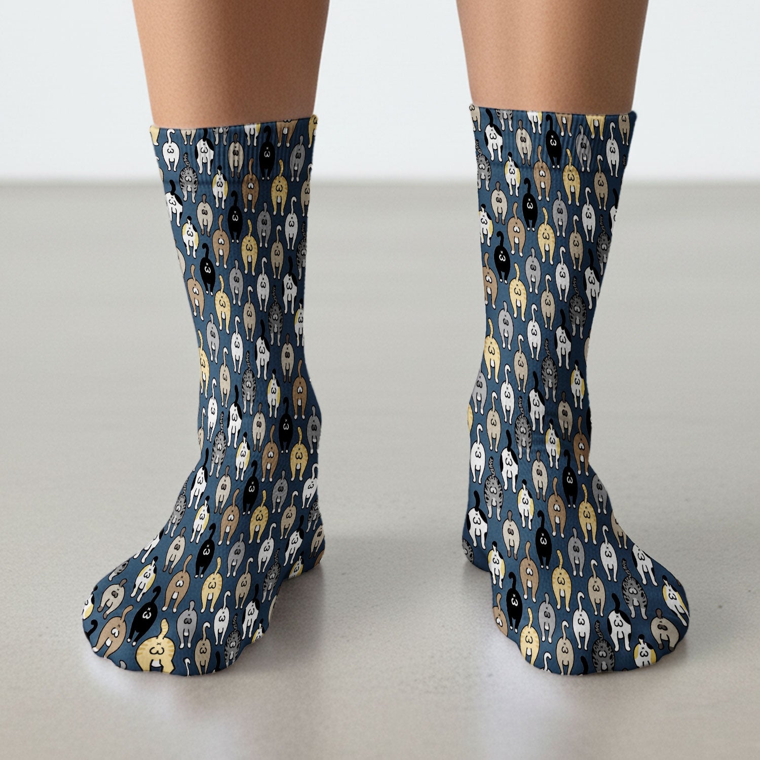 Cat Lover Nurse Scrub Socks, Funny Cat Butt Pattern Medical Sock, Breathable Fabrics Nursing Uniform