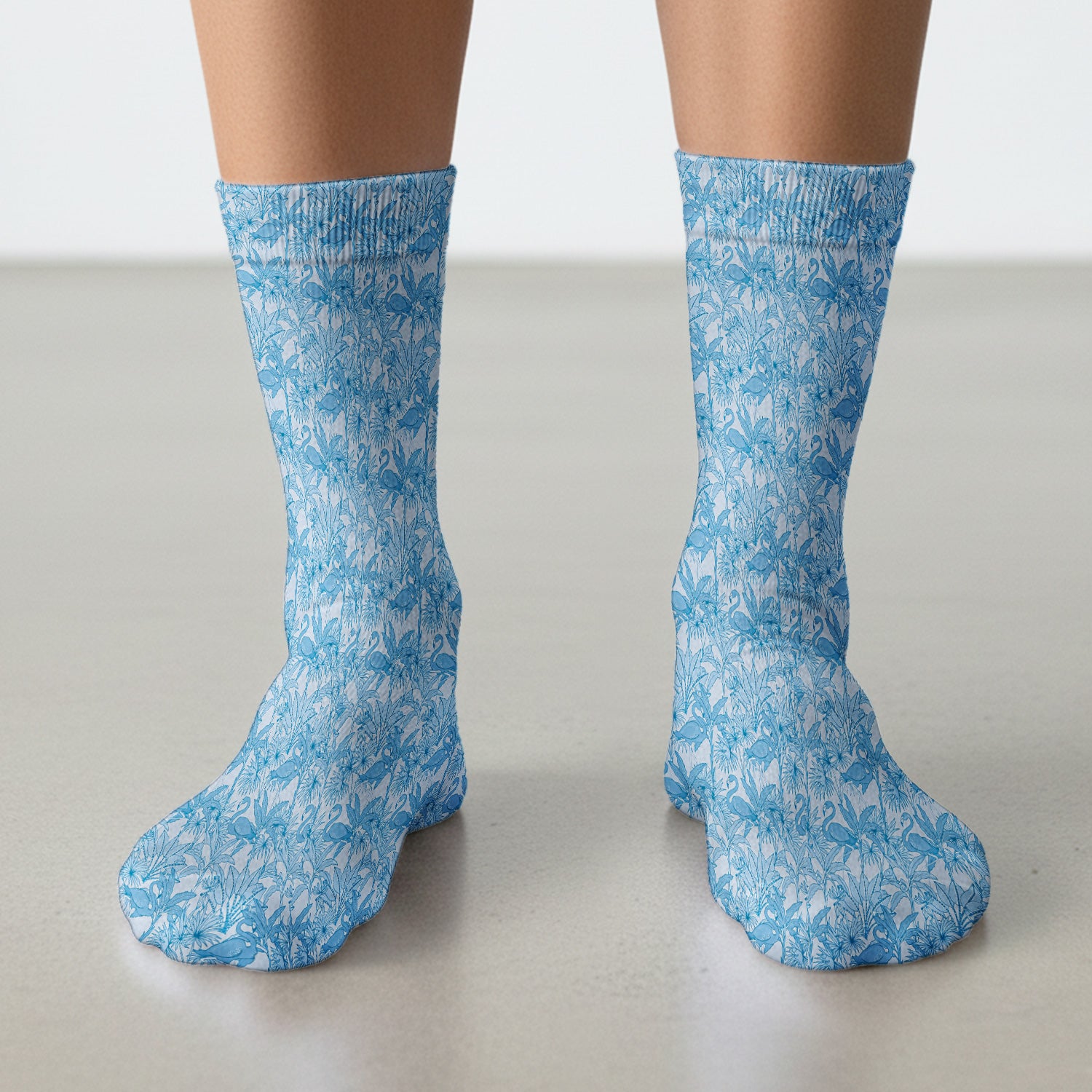 Tropical Flamingo Palm Leaves Pattern Socks, Breathable Fabrics Medical Uniform