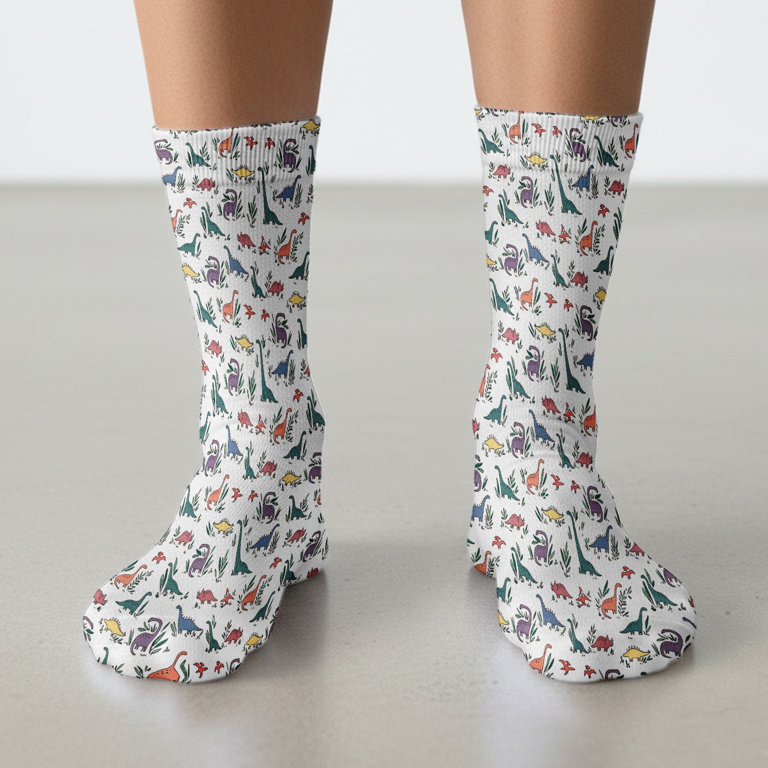 Cute Dinosaur Leafy Garden Pattern Socks, Breathable Fabrics Medical Uniform