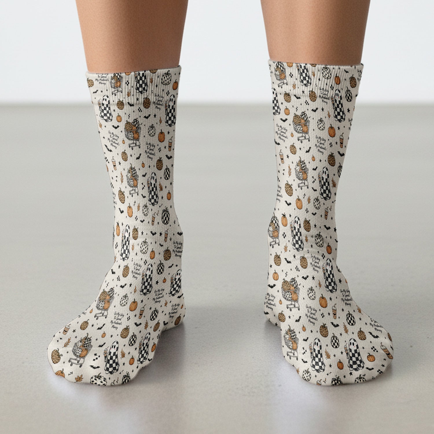 Halloween On My Way To Spend My Husband's Money Socks, Adult Socks for Men and Women