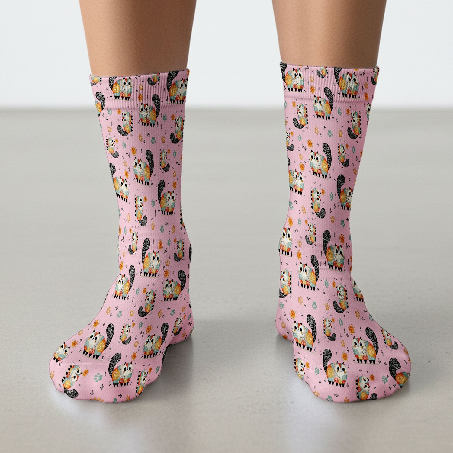 Playful Cat Illustration Medical Socks, Socks for Nurse Doctor