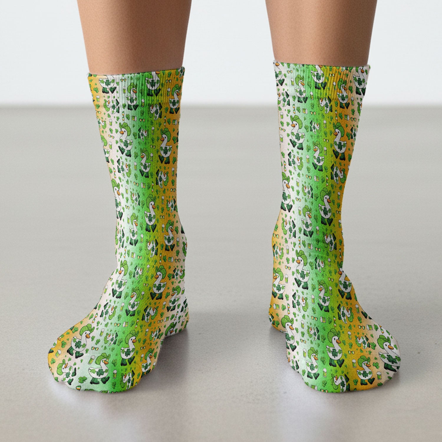 St. Patrick Goose Shamrock Medical Pattern Socks, Breathable Fabrics Medical Uniform