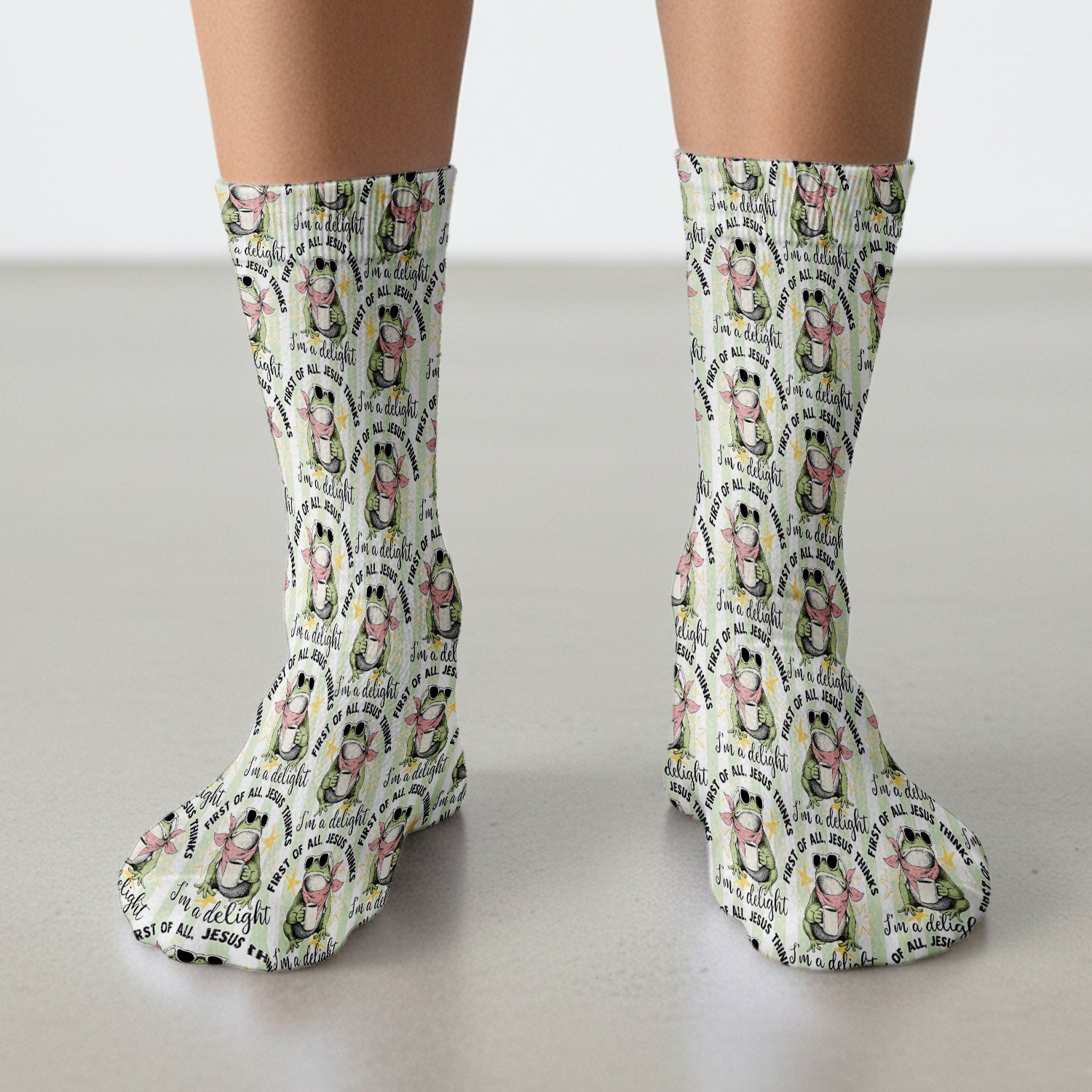 Funny Frog Coffee Quote Pattern Socks, Adult Socks for Men and Women
