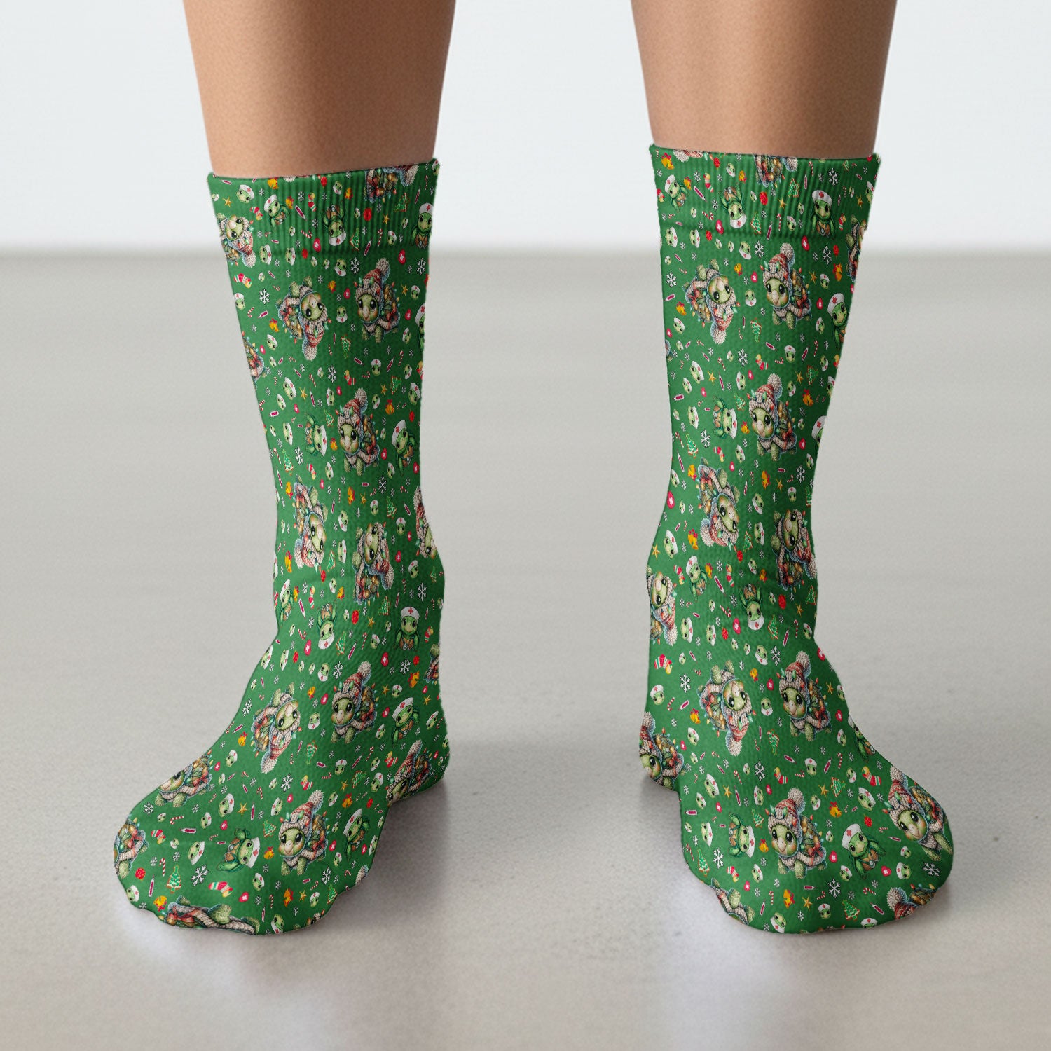 Christmas Turtle Socks for Nurse Doctor - Adult Socks for Men and Women - Breathable Fabrics Medical Uniform