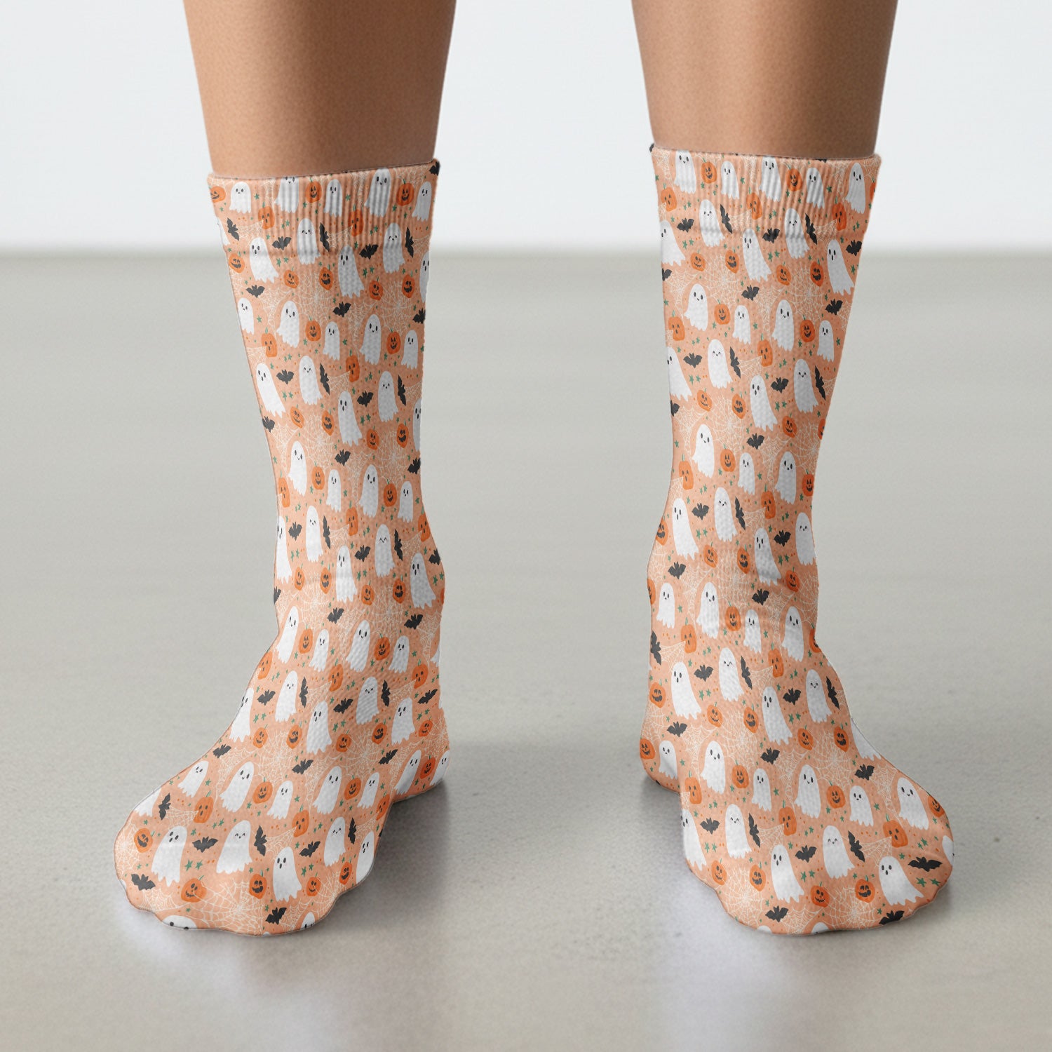Cute Halloween Ghost And Pumpkin Socks, Adult Socks for Men and Women