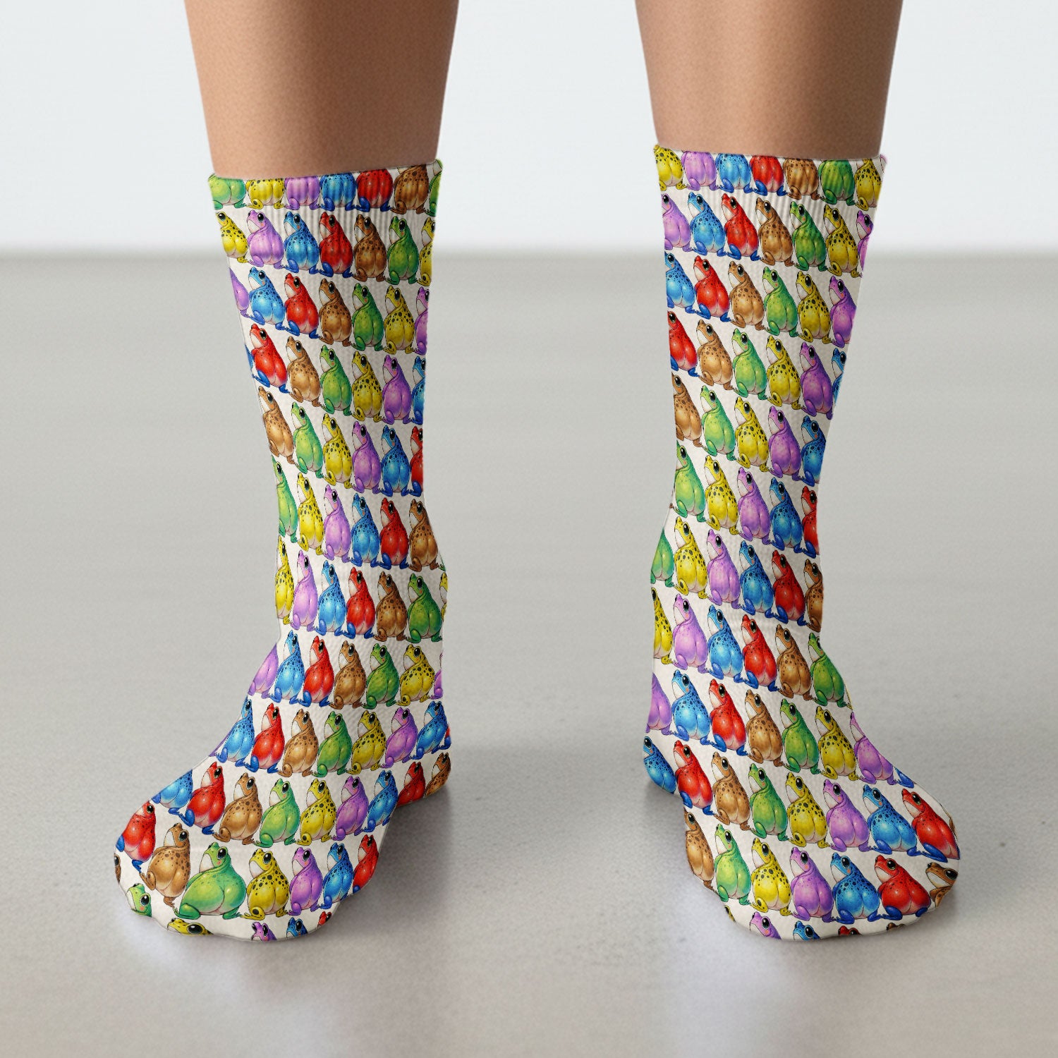 Funny Colorful Frogs Pattern Socks, Adult Socks for Men and Women