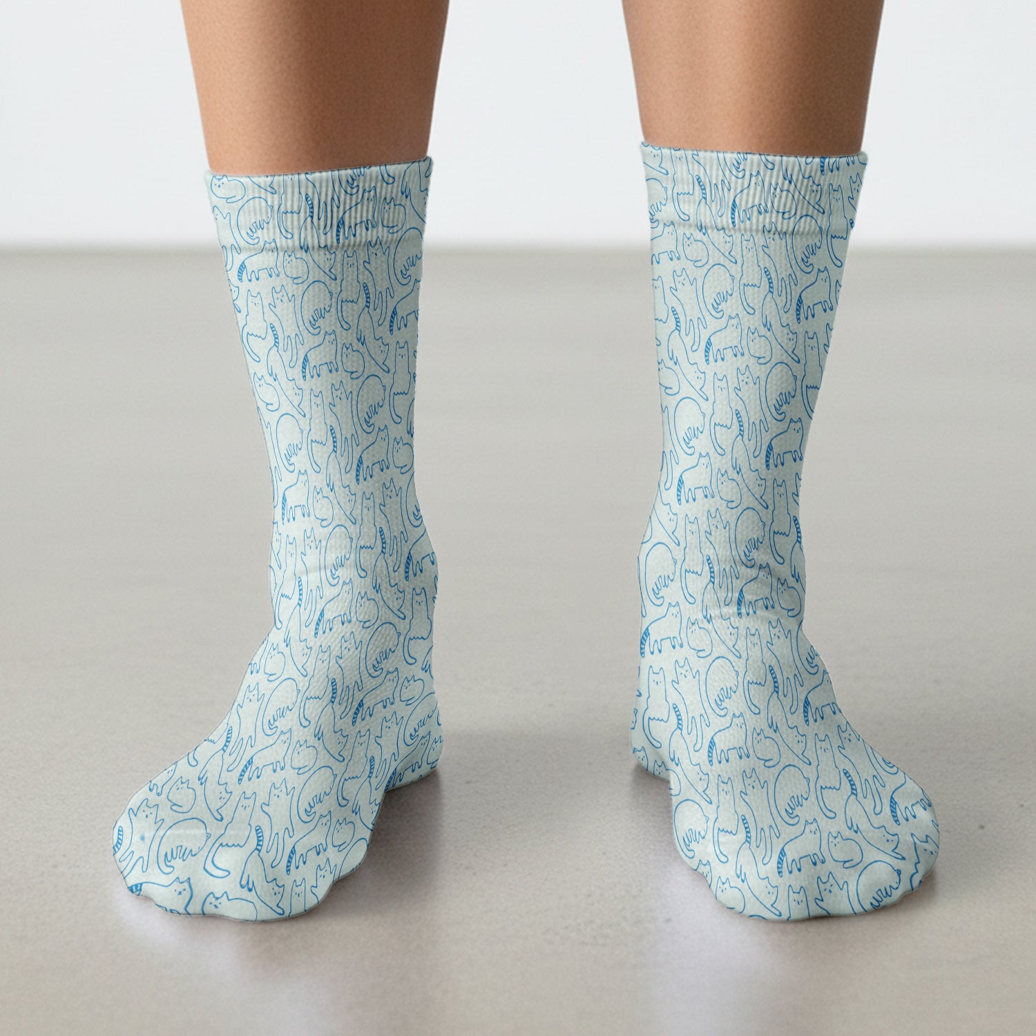 Artistic Cat Pattern Medical Scrub Socks, Breathable Fabrics Nursing Uniform