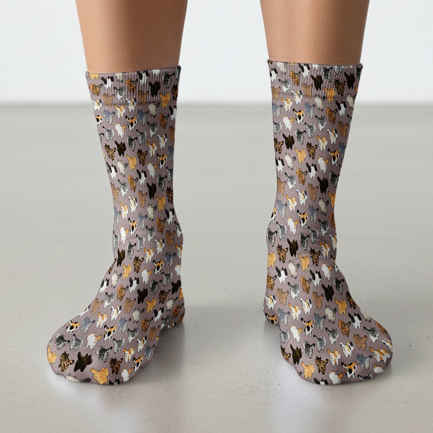 Cat Butt Pattern Medical Scrub Socks, Breathable Fabrics Nursing Uniform