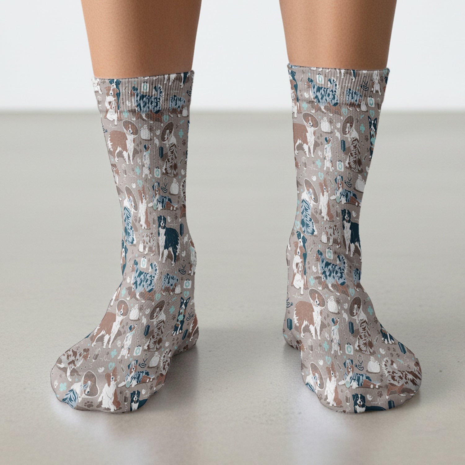 Cute Dog Pattern Veterinary Medical Socks, Socks for Nurse Doctor