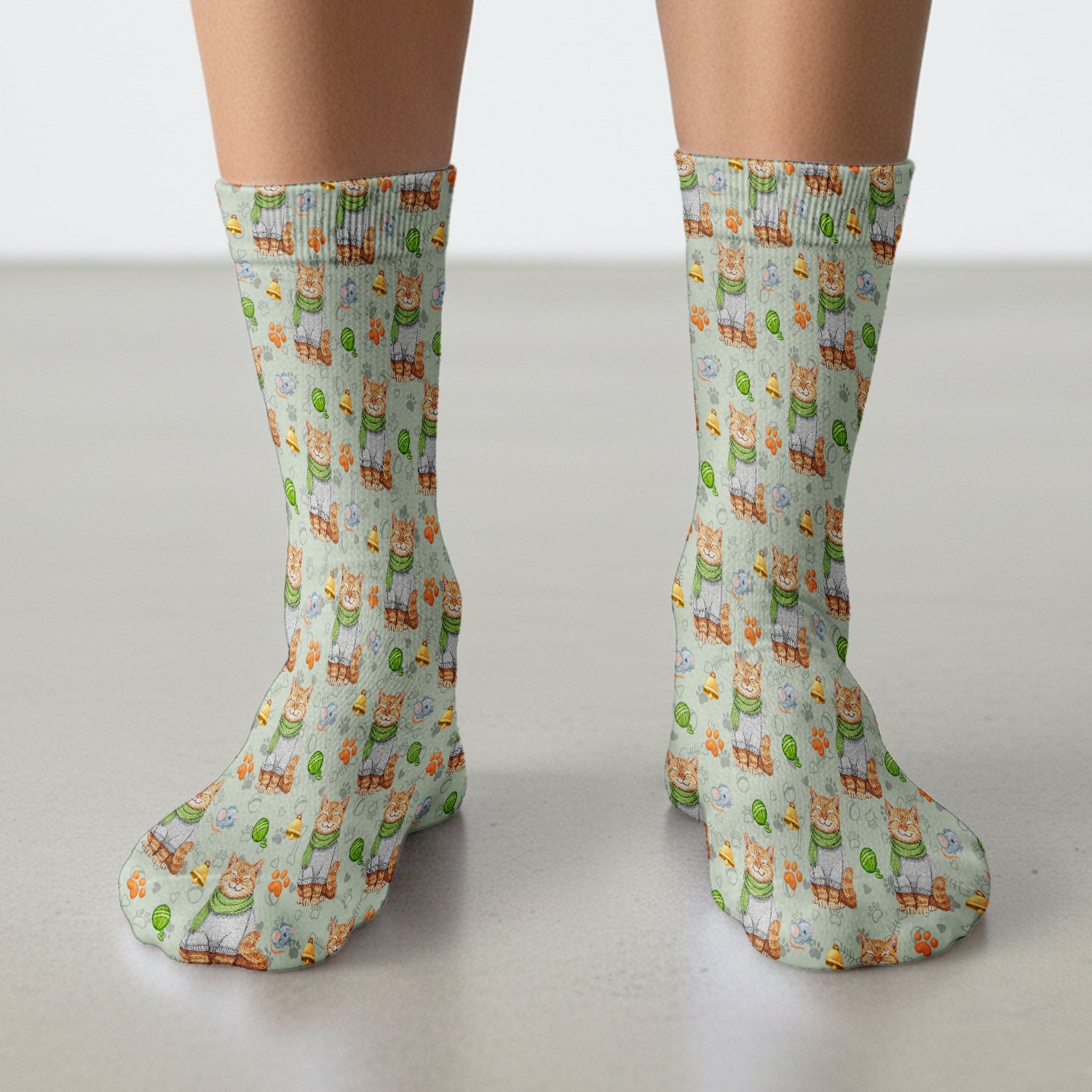 Adorable Cat Lover Nurse Scrub Socks, Cute Cat Medical Pattern Sock, Breathable Fabrics Nursing Uniform