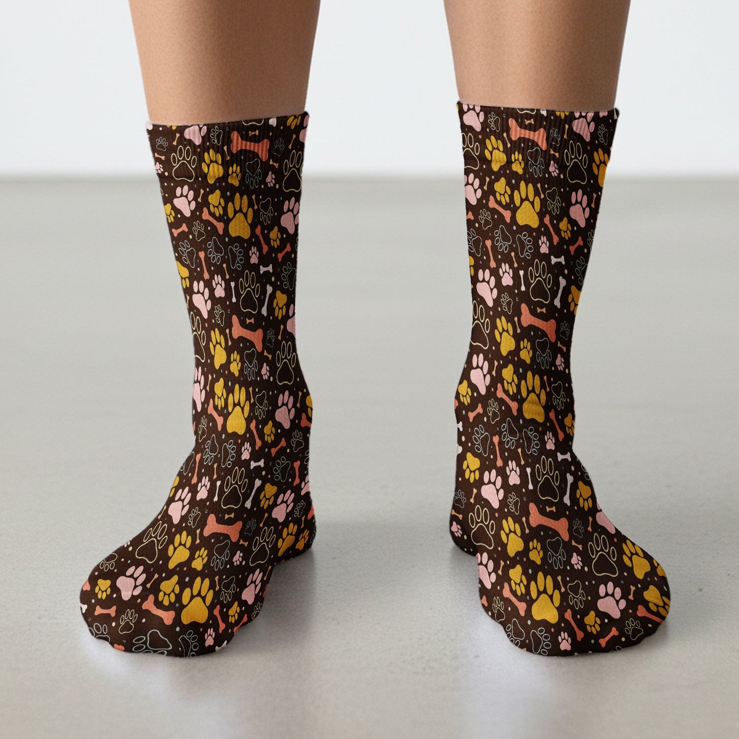 Cute Paw Print Dog Pattern Medical Socks, Adult Socks for Men and Women