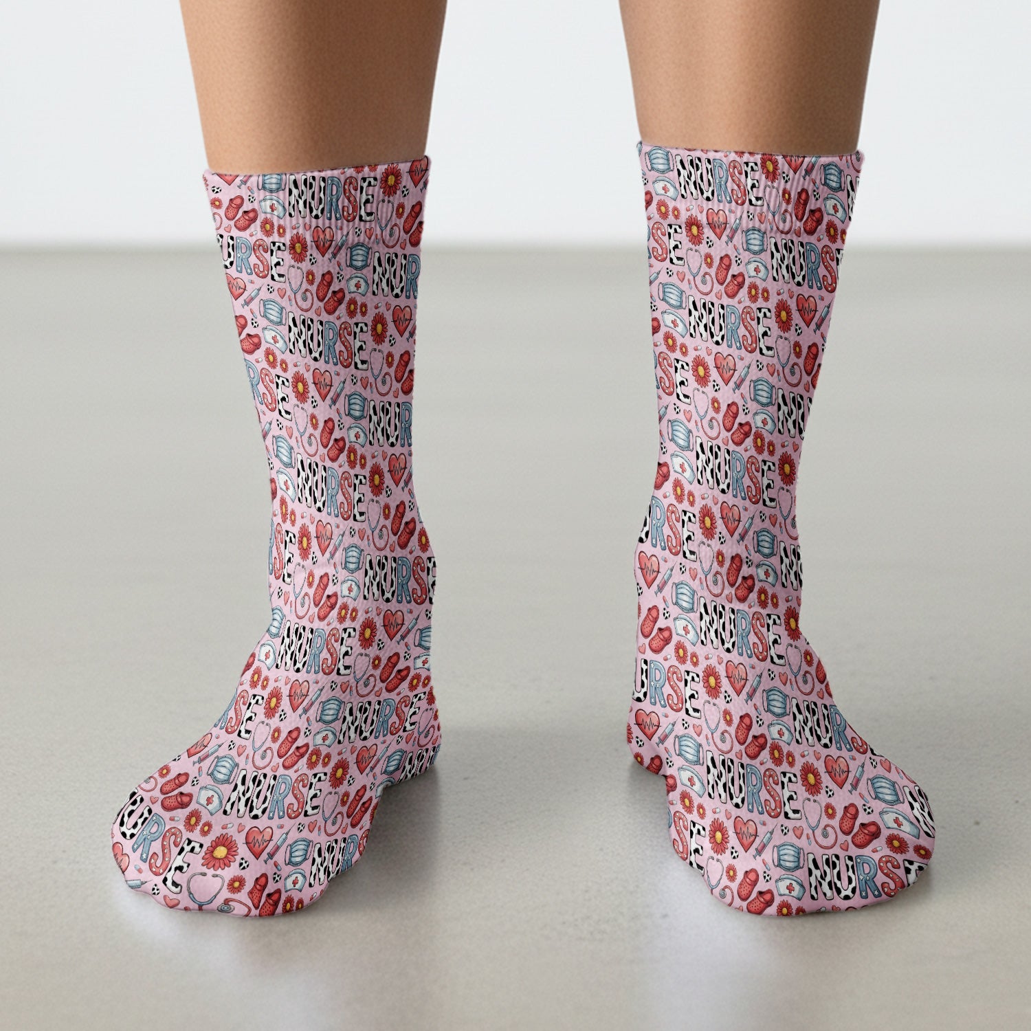 Cute Nurse Medical Icon Pattern Pattern Socks, Socks for Nurse Doctor