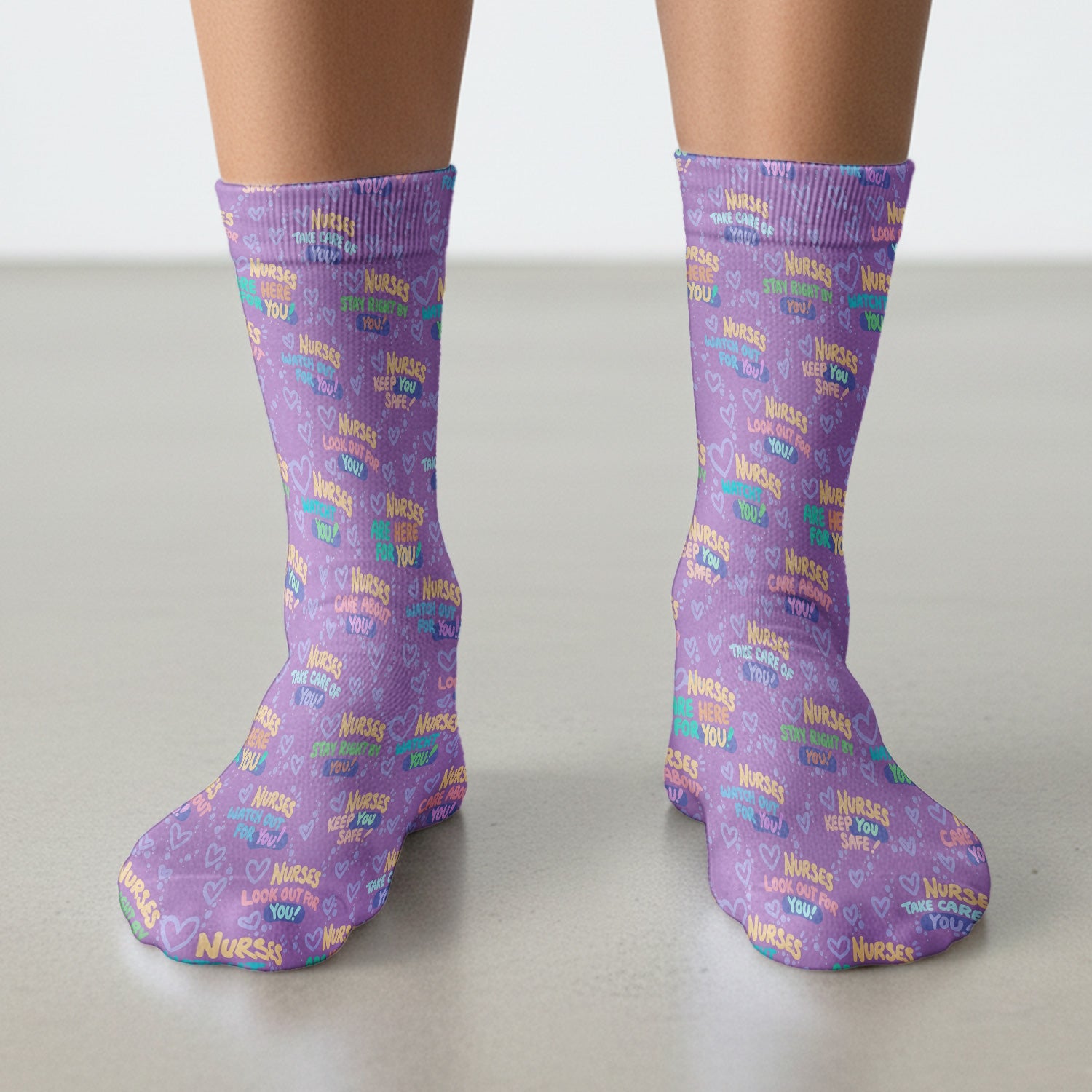 Inspirational Nurse Quote Care Message Pattern Socks, Breathable Fabrics Medical Uniform