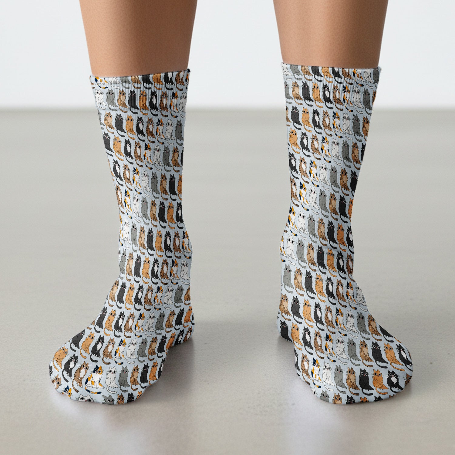 Cute Cartoon Cat Pattern Medical Socks, Breathable Fabrics Medical Uniform