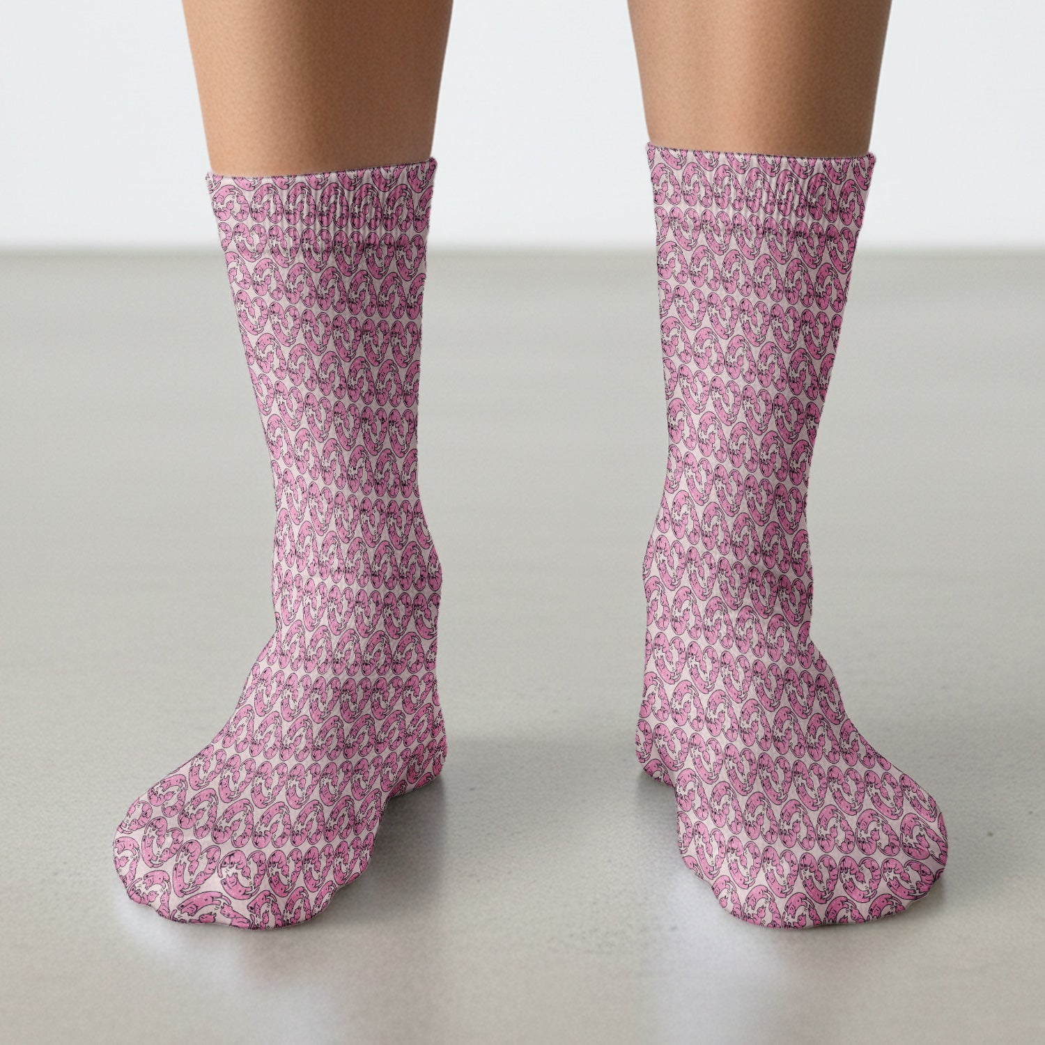 Cute Pink Cat Cartoon Pattern Medical Socks, Adult Socks for Men and Women