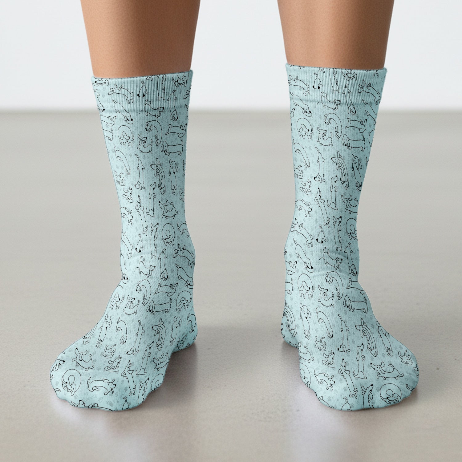 Playful Dachshund Dog Line Art Print Medical Socks, Socks for Nurse Doctor
