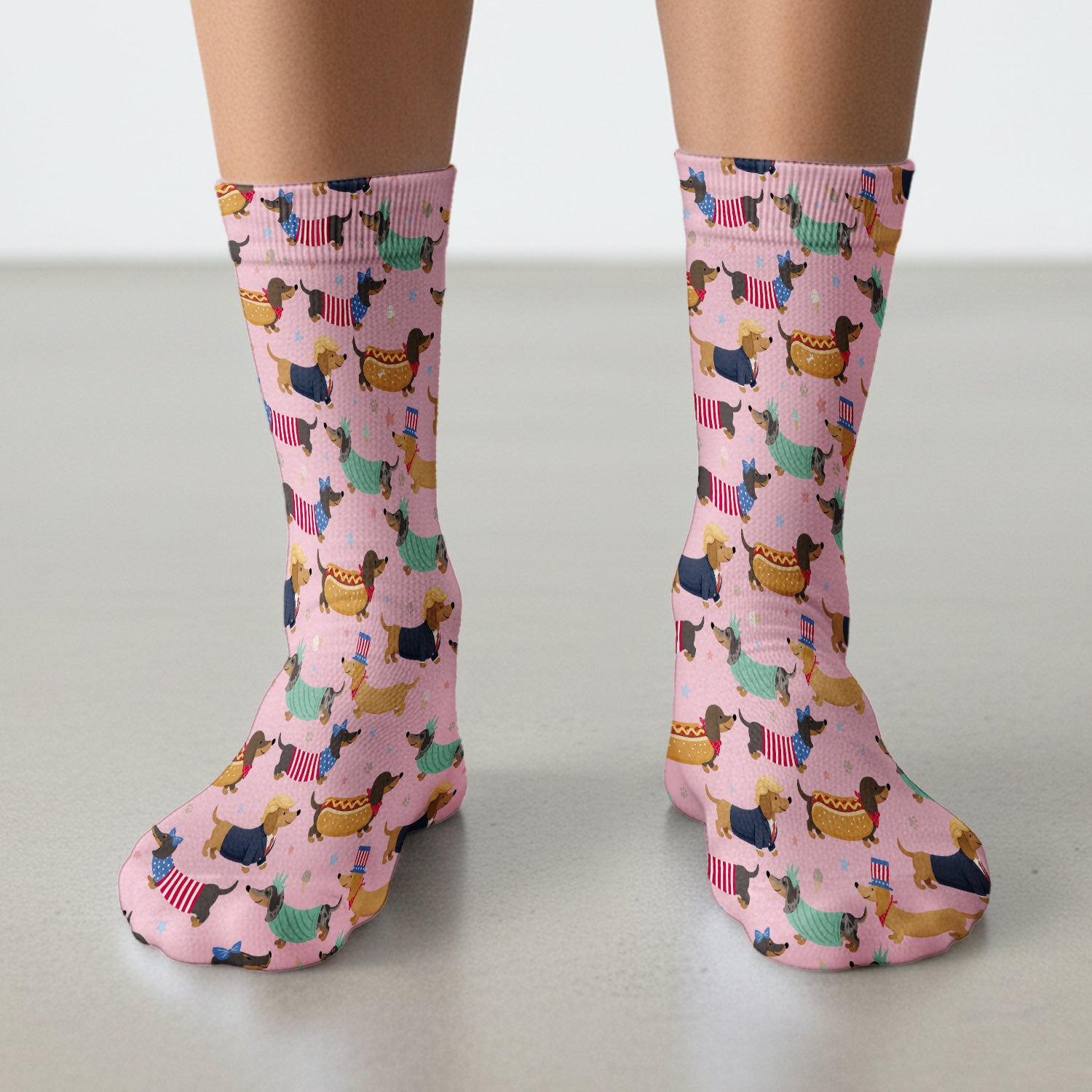 Funny Patriotic Dachshund Costume Dogs Pattern Sock, Breathable Fabrics Medical Uniform