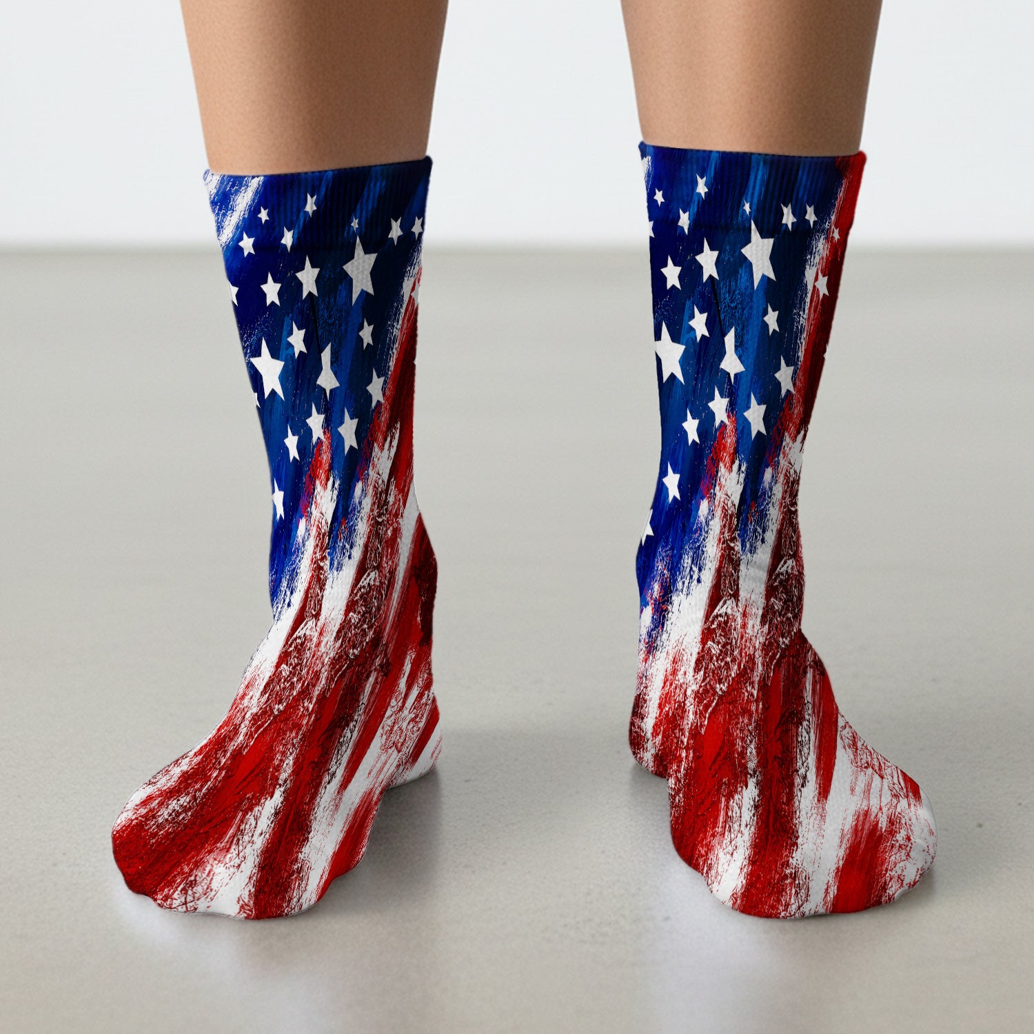 Patriotic American Flag Nurse Scrub Top for RN, CNA, Healthcare Workers, USA Medical Uniform Socks, Adult Socks for Men and Women