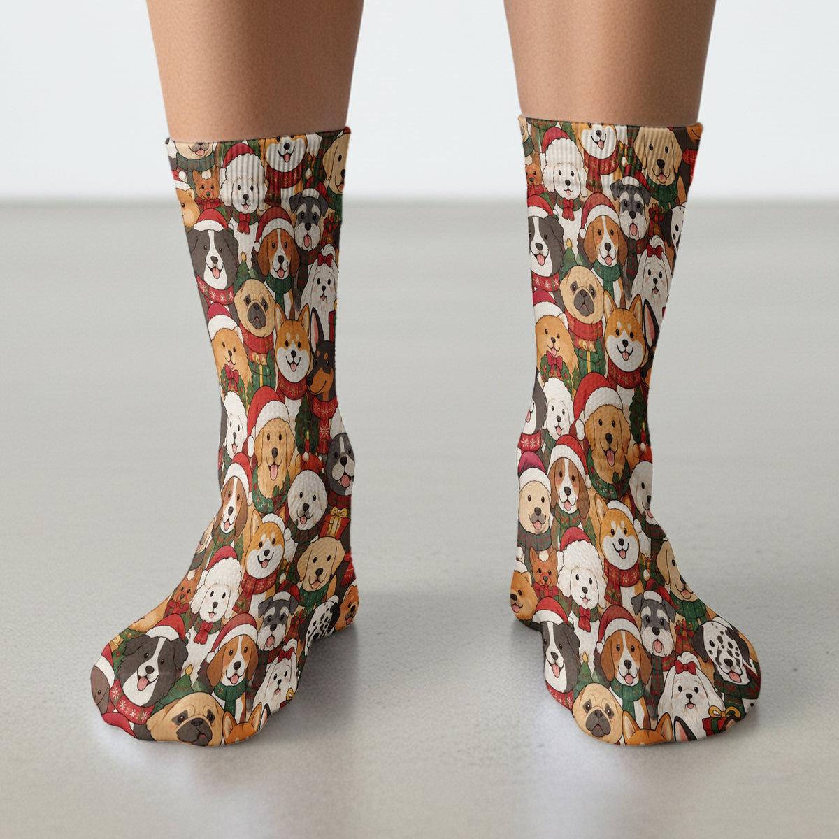 Christmas Dog Breeds Collage Pattern Socks, Adult Socks for Men and Women