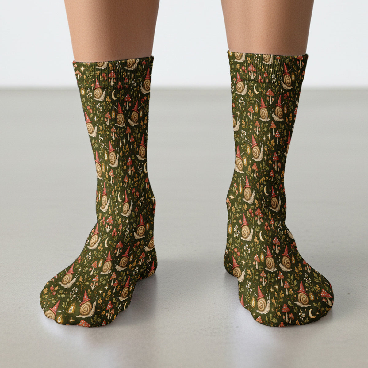 Halloween Witch Snails And Mushrooms Socks, Adult Socks for Men and Women