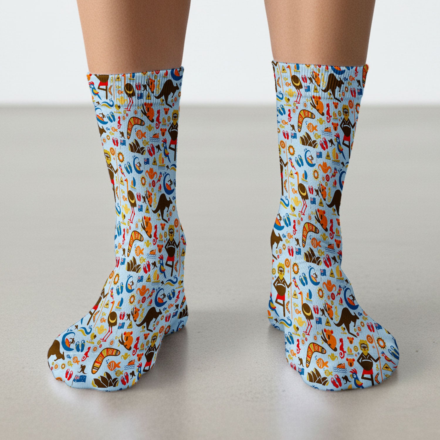 Indigenous Inspired Icon Scrub Socks, Australia Culture Pattern Nurse Sock, Comfortable Scrubs For Nursing
