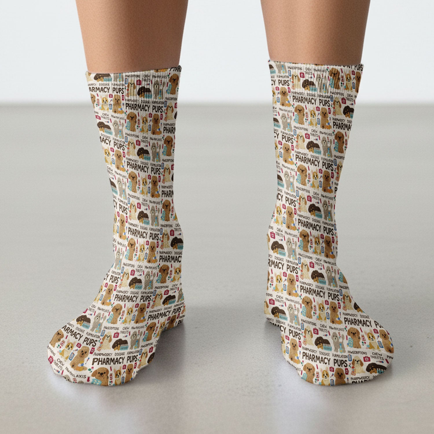 Pharmacy Pups Socks for Nurse Doctor - Cute Dog Adult Socks for Men and Women - Funny Gift for Pharmacists & Vet Techs