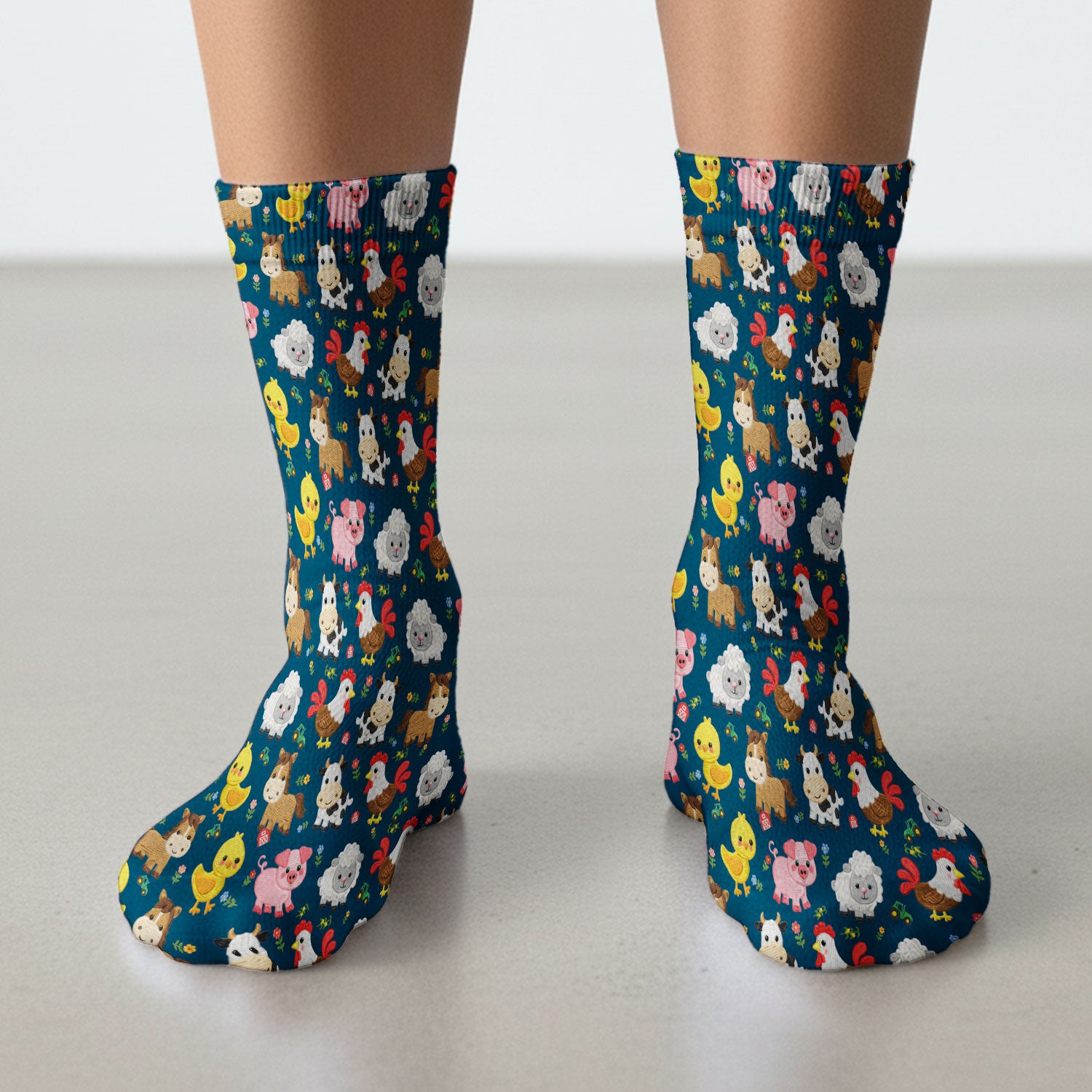 Cartoon Farm Animal Pattern Socks, Breathable Fabrics Medical Uniform