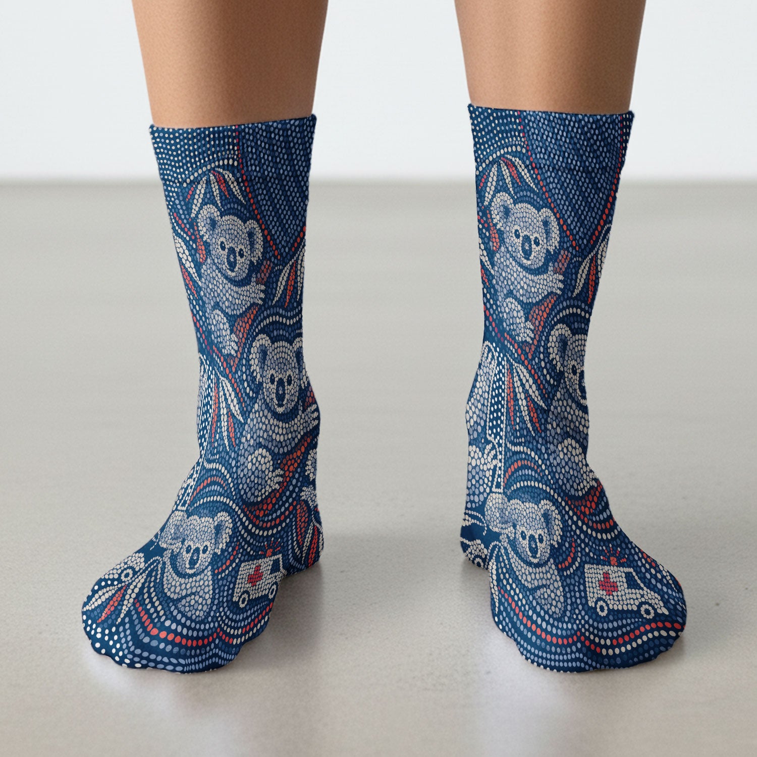 Koala Dot Art Medical Pattern Socks, Socks for Nurse Doctor