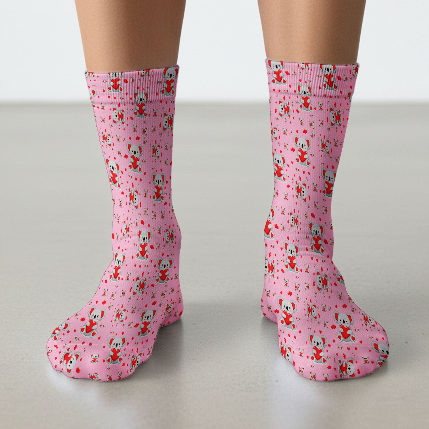Valentine Cute Koala Heart Pattern Socks, Socks for Nurse Doctor