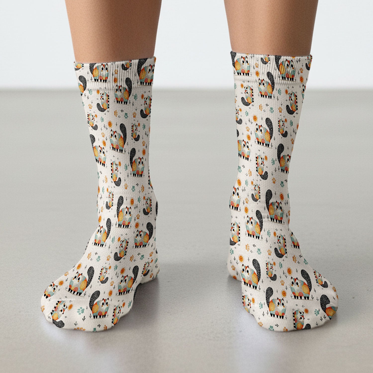 Playful Cat Illustration Medical Socks, Socks for Nurse Doctor