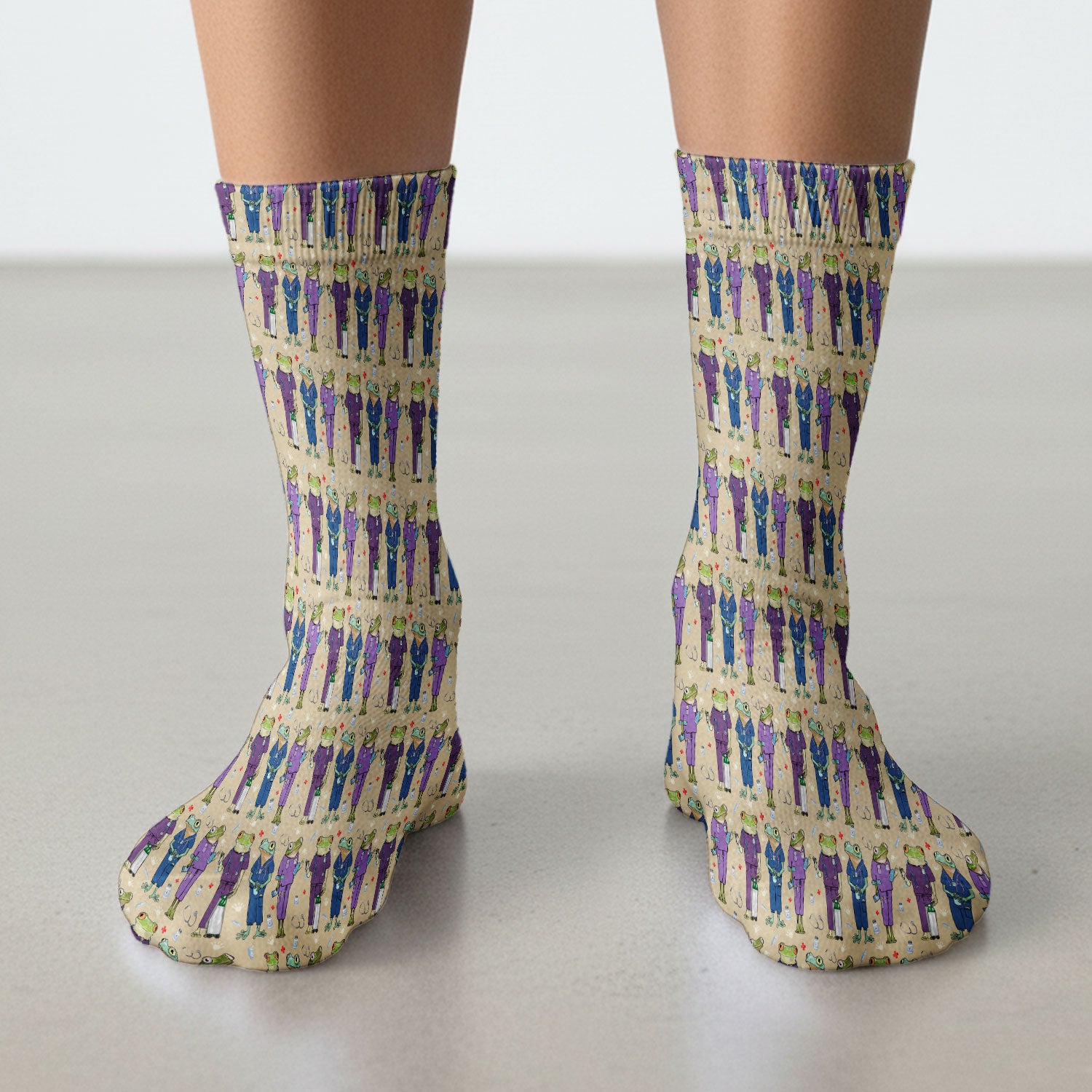 Funny Frog Nurse Pattern Socks, Adult Socks for Men and Women