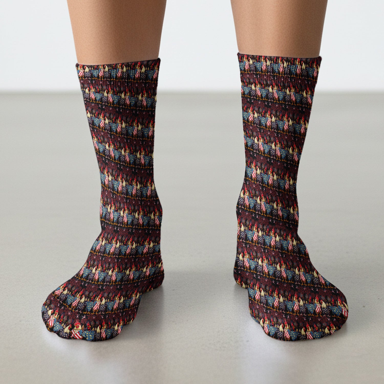 Patriotic Rooster Fireworks Pattern Socks, Breathable Fabrics Medical Uniform