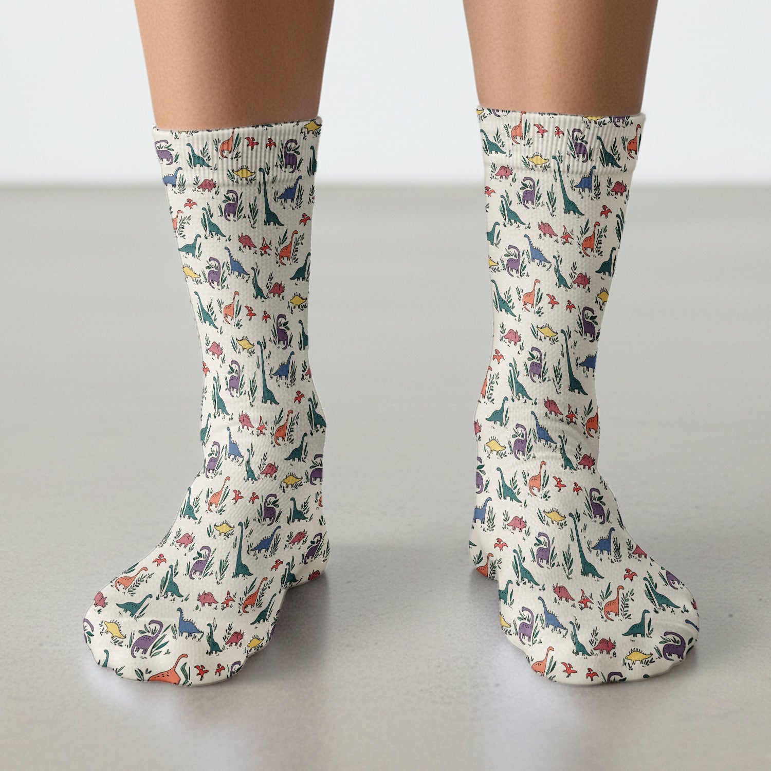 Cute Dinosaur Leafy Garden Pattern Socks, Breathable Fabrics Medical Uniform