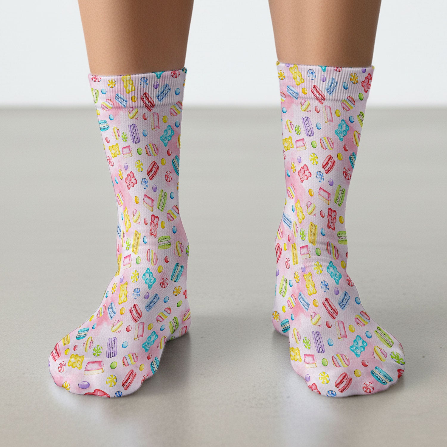 Cute Candy and Macaron Pattern Medical Socks, Breathable Fabrics Medical Uniform