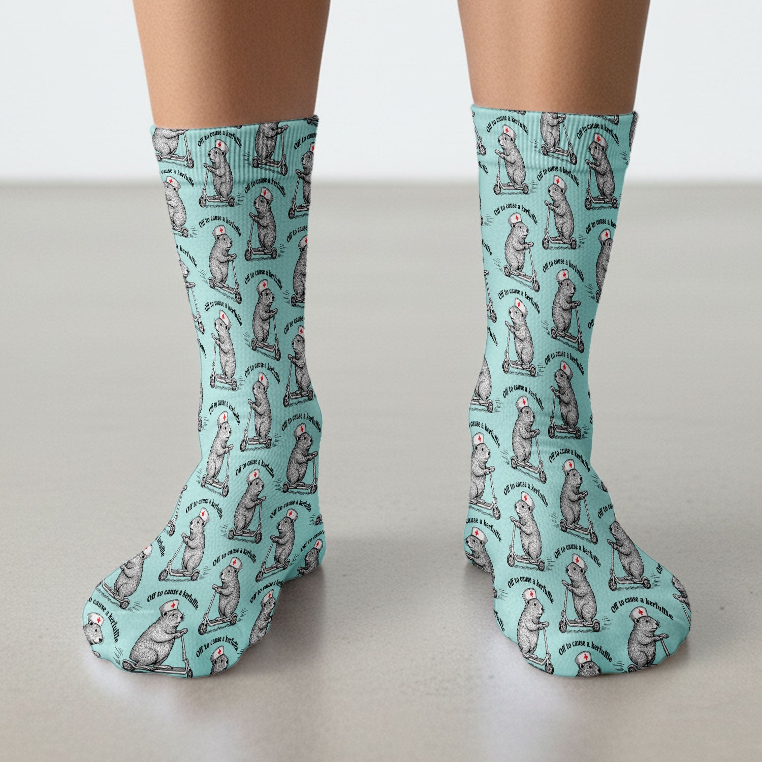 Funny Nurse Mouse Scooter Print Medical Socks, Socks for Nurse Doctor Adults