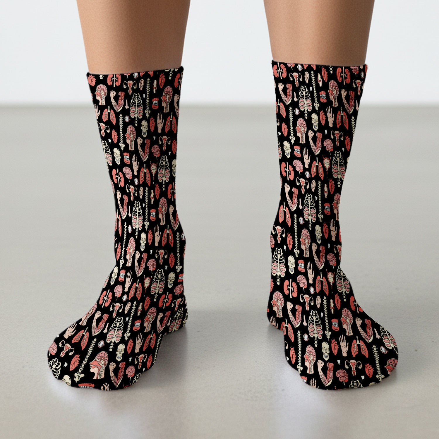 Human Anatomy Body Parts Pattern Socks, Breathable Fabrics Medical Uniform