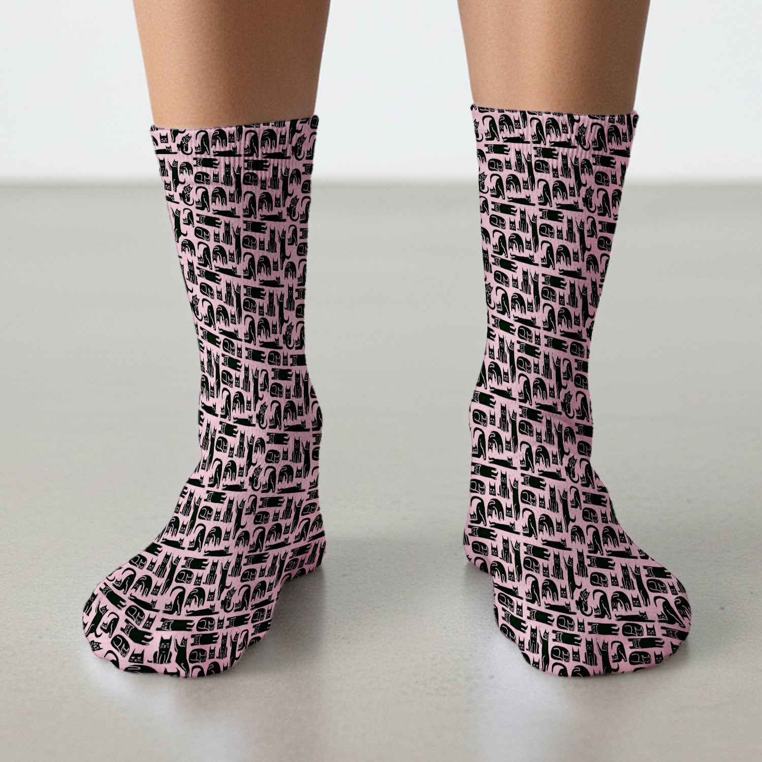 Cute Funny Cat Poses Print Scrub Socks, Adult Socks for Men and Women