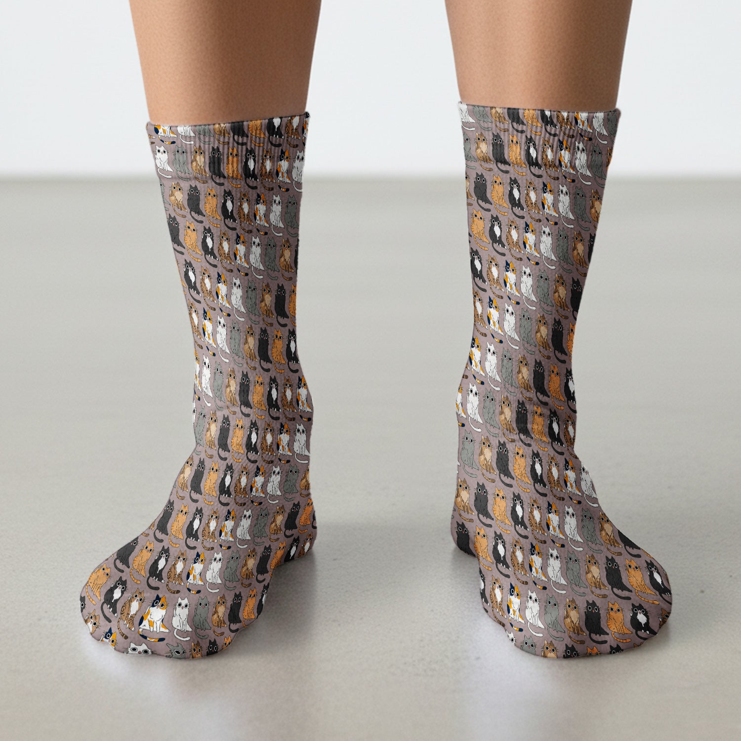 Cute Cartoon Cat Pattern Medical Socks, Breathable Fabrics Medical Uniform