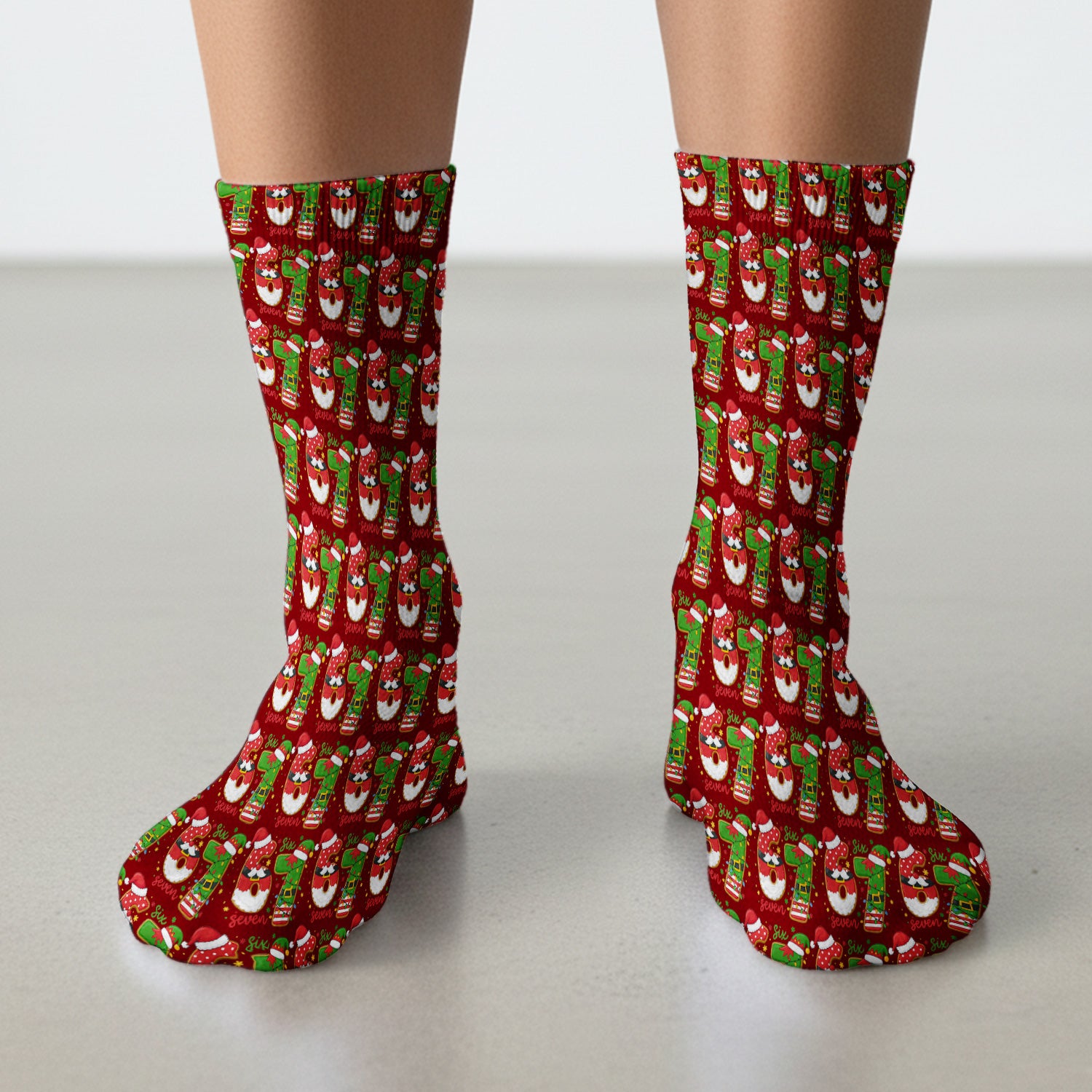 Christmas 67 Pattern Scrub Socks, Festive Holiday Medical Uniform Sock For Nursing