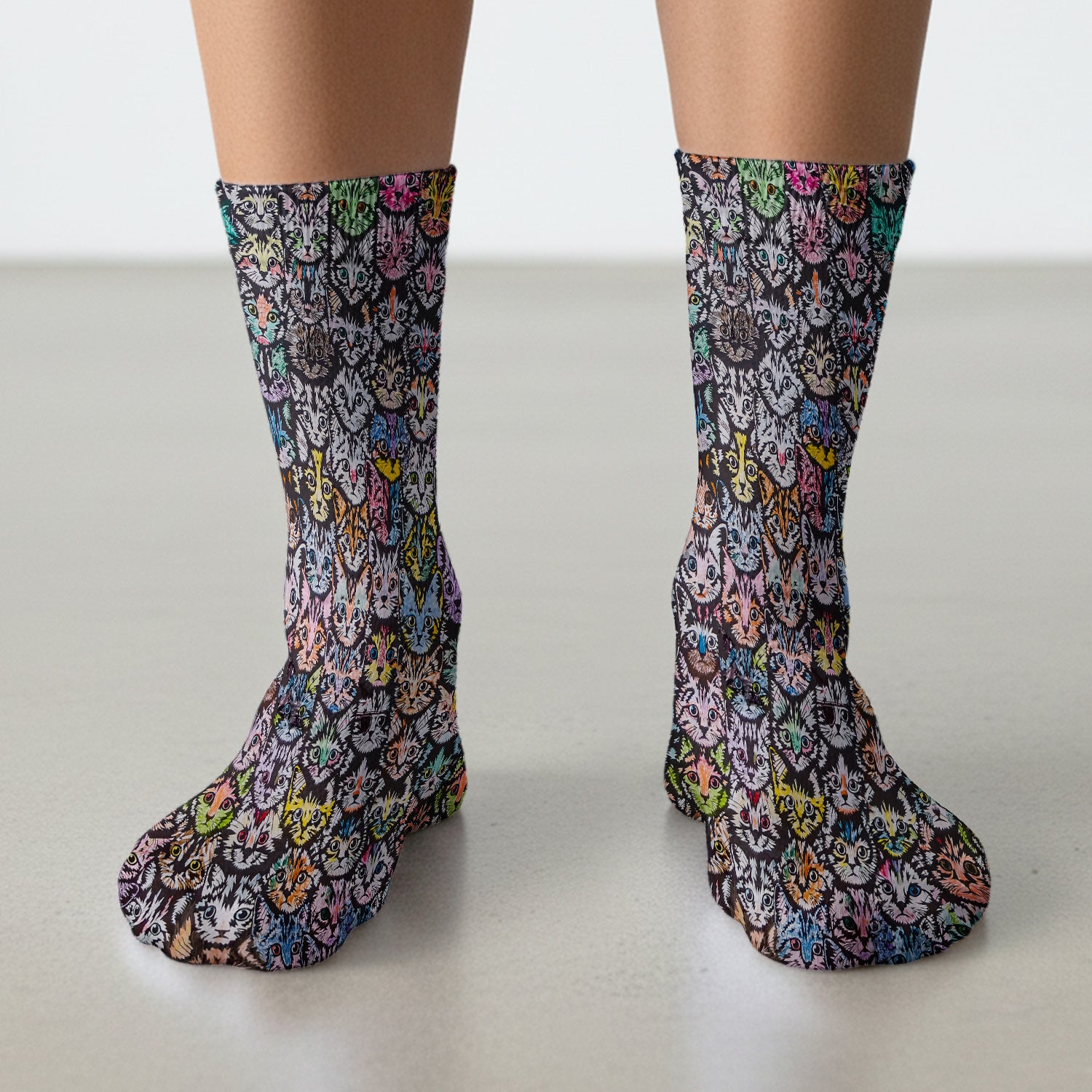 Colorful Cat Faces Pattern Socks, Socks for Nurse Doctor
