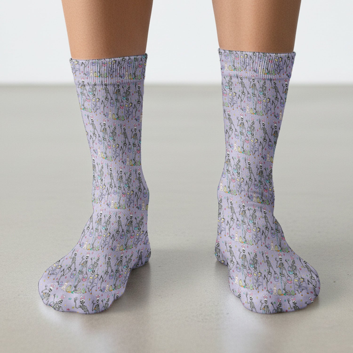 Fun Skeleton Bunny Easter Print Socks, Breathable Fabrics Medical Uniform