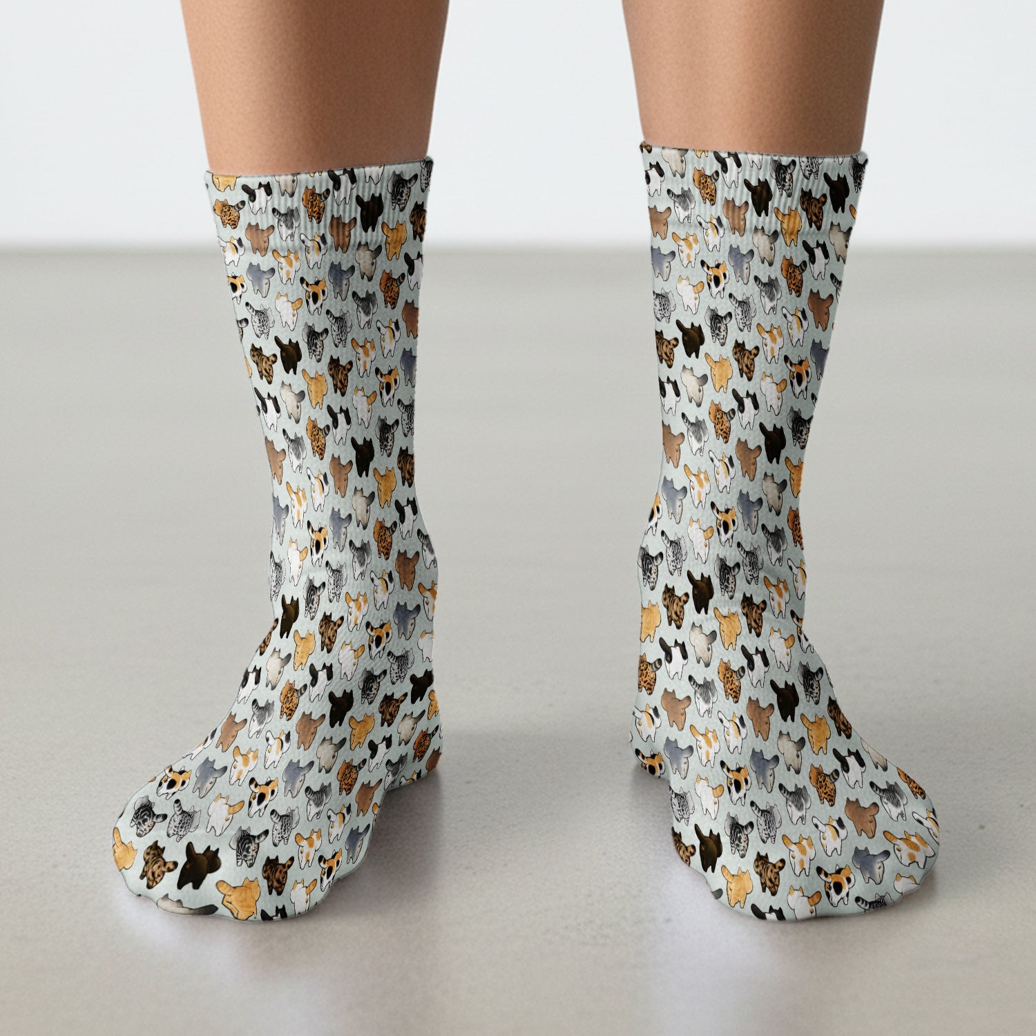 Cat Butt Pattern Medical Scrub Socks, Breathable Fabrics Nursing Uniform