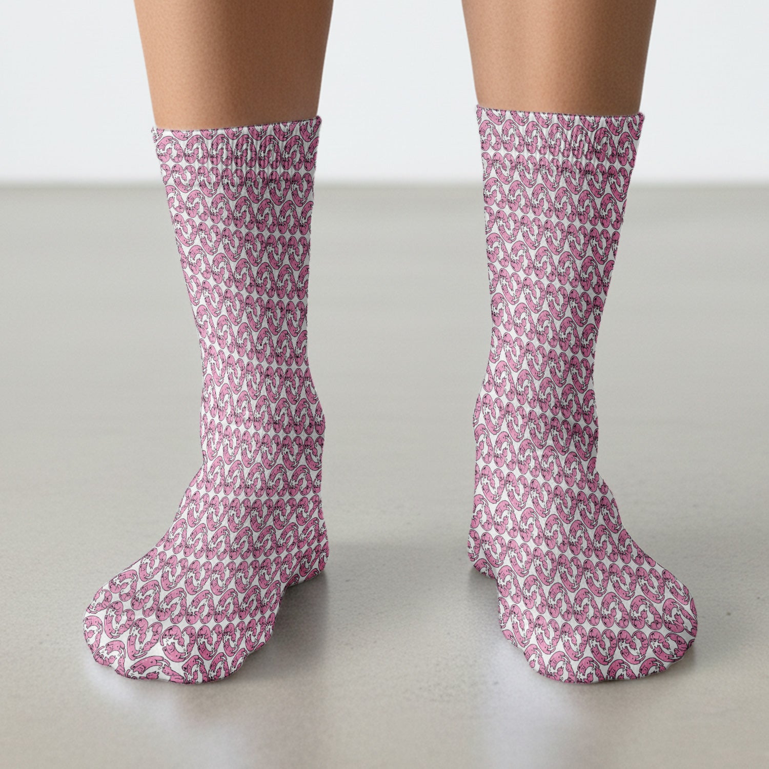 Cute Pink Cat Cartoon Pattern Medical Socks, Adult Socks for Men and Women