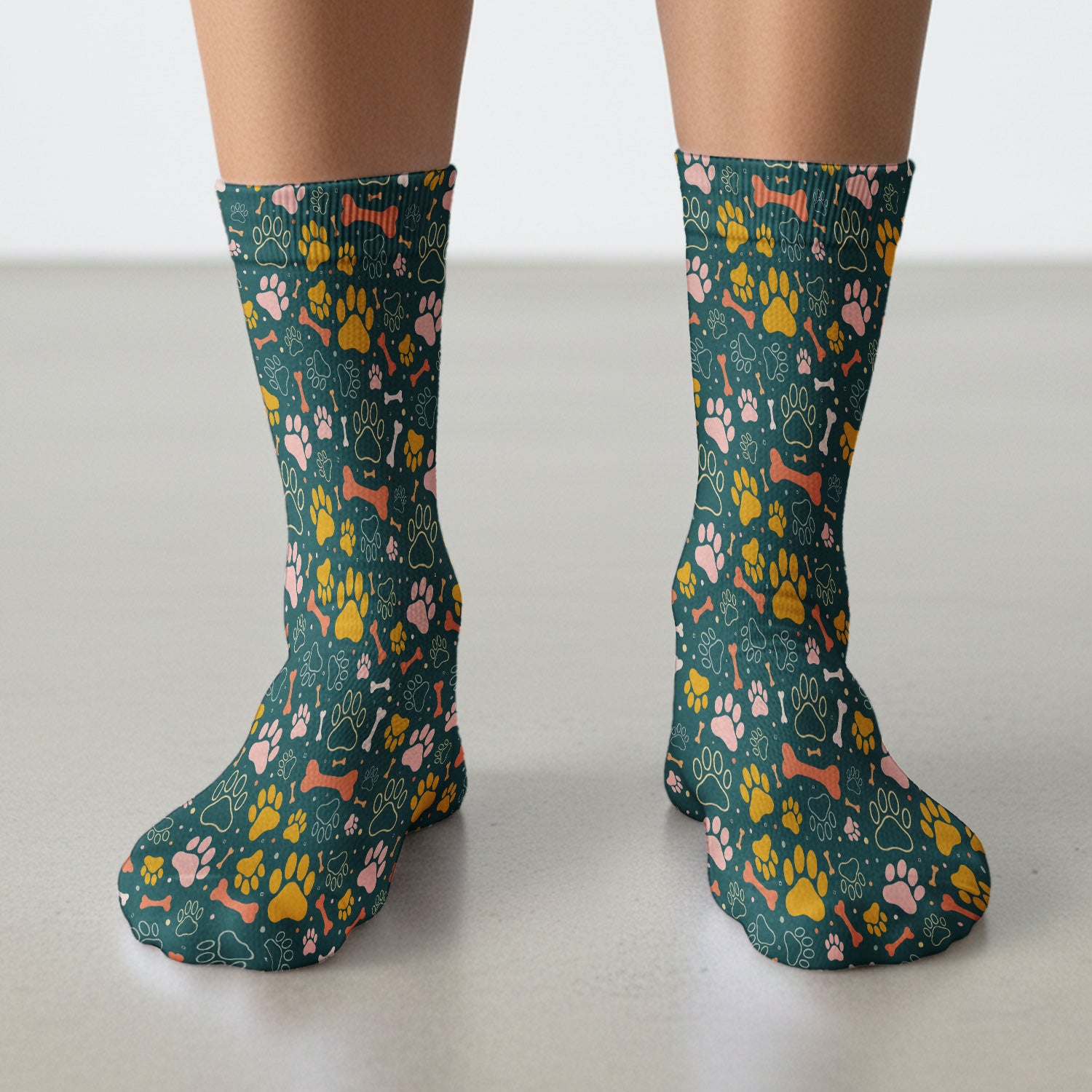 Cute Paw Print Dog Pattern Medical Socks, Adult Socks for Men and Women