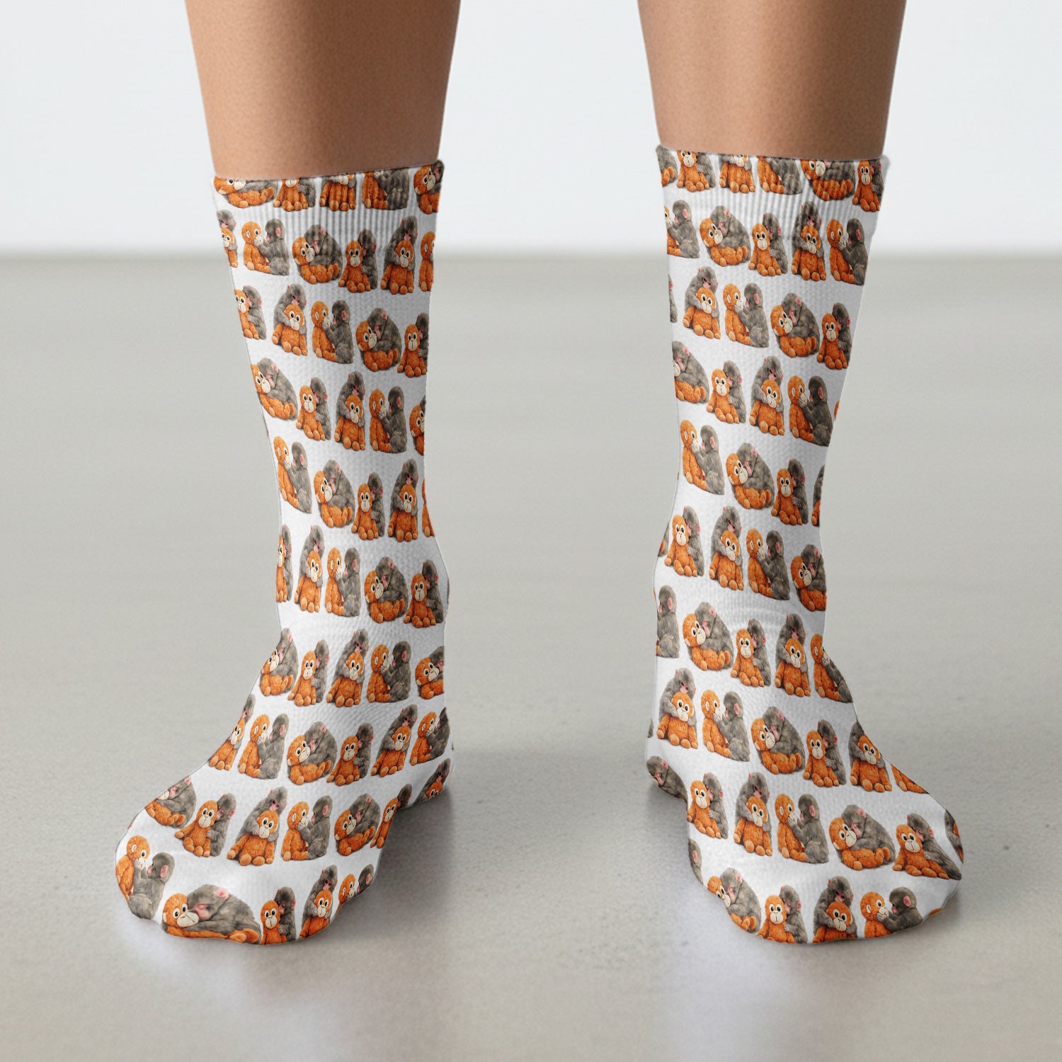 Cute Baby Monkey Plush Toy Animal Pattern Socks, Socks for Nurse Doctor