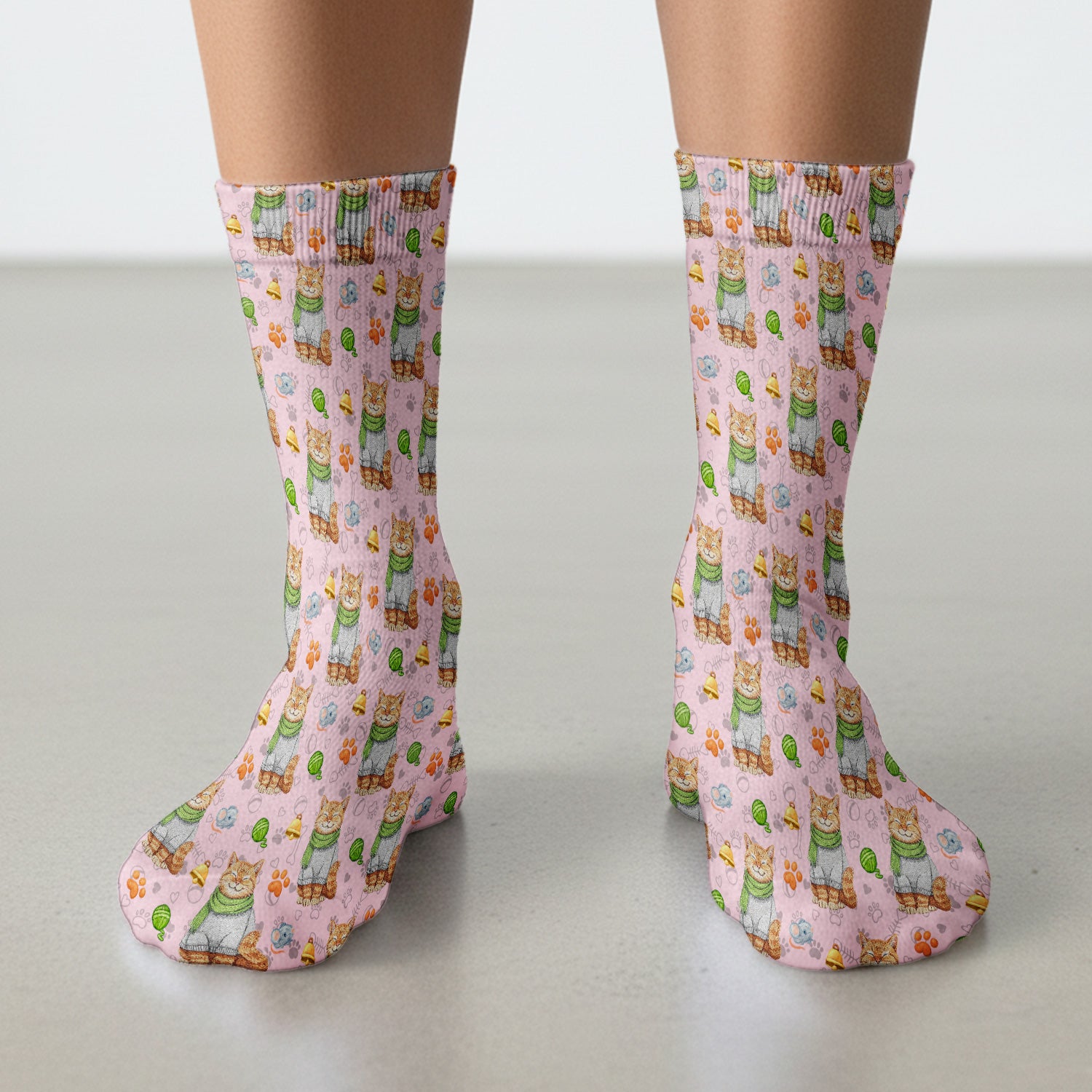 Adorable Cat Lover Nurse Scrub Socks, Cute Cat Medical Pattern Sock, Breathable Fabrics Nursing Uniform