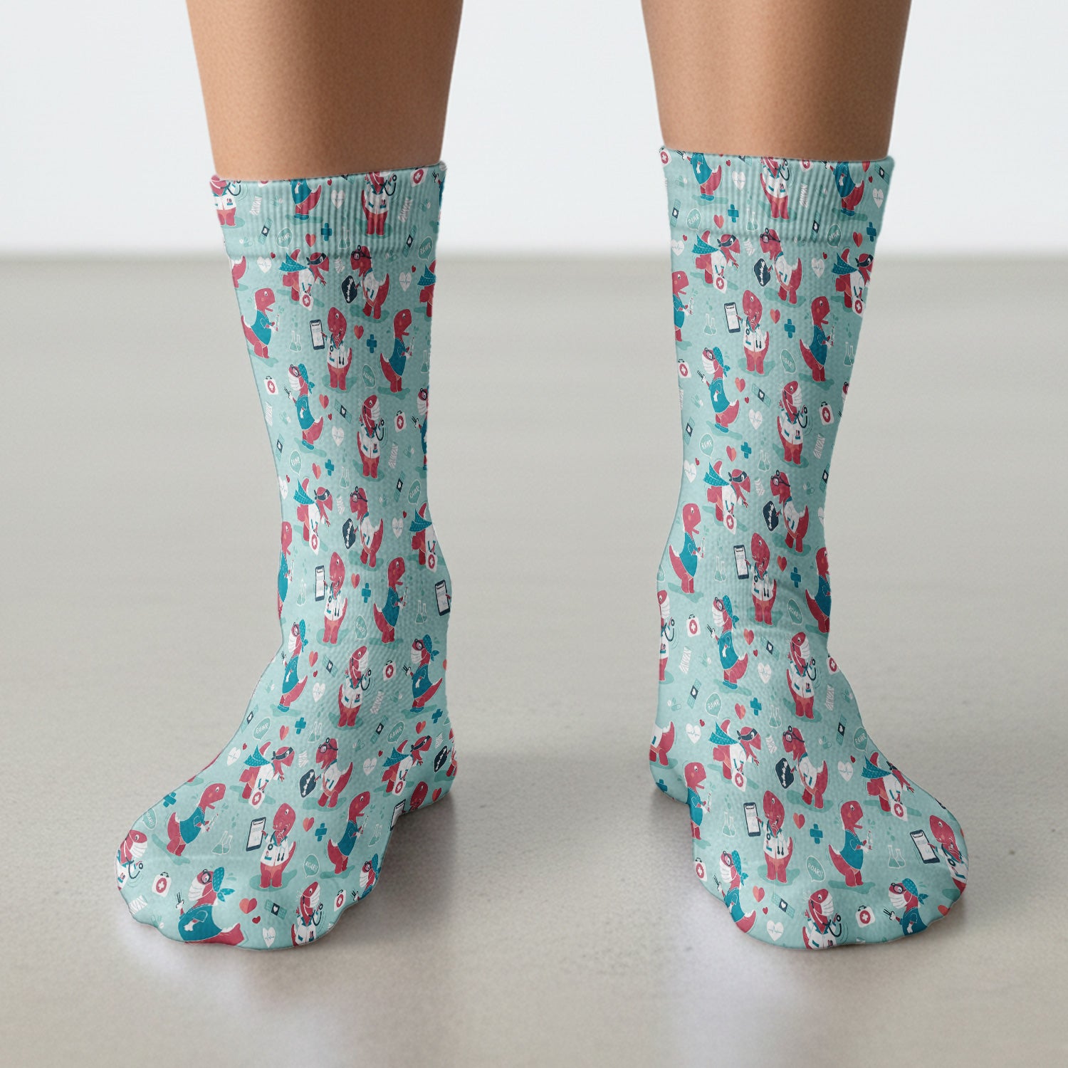Cute Dinosaur Doctor Medical Pattern Sock, Breathable Fabrics Medical Uniform